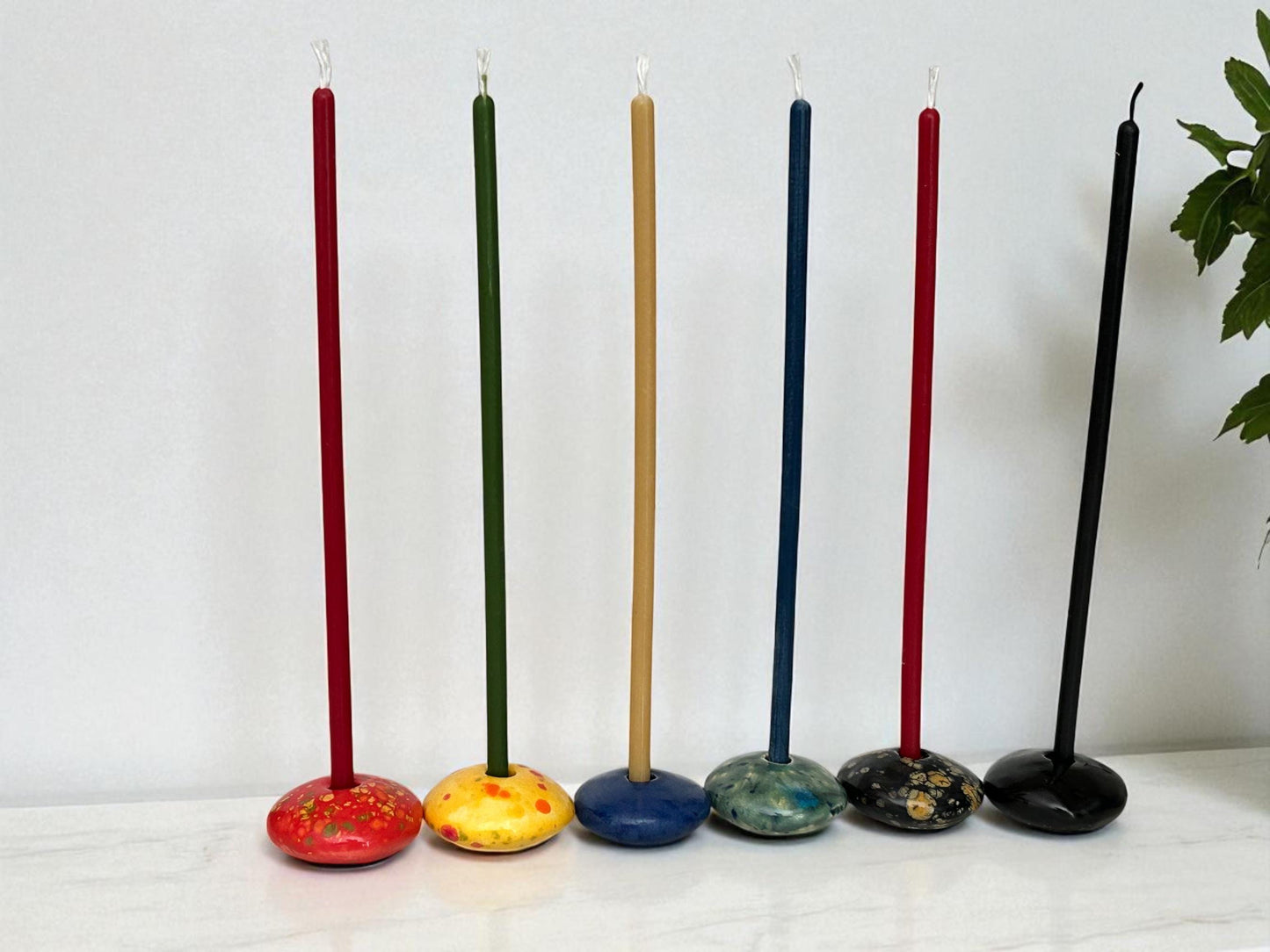 Black Minimalist Ceramic Candle Holder – Fits 5 mm Beeswax Ritual Candles, Limited Edition