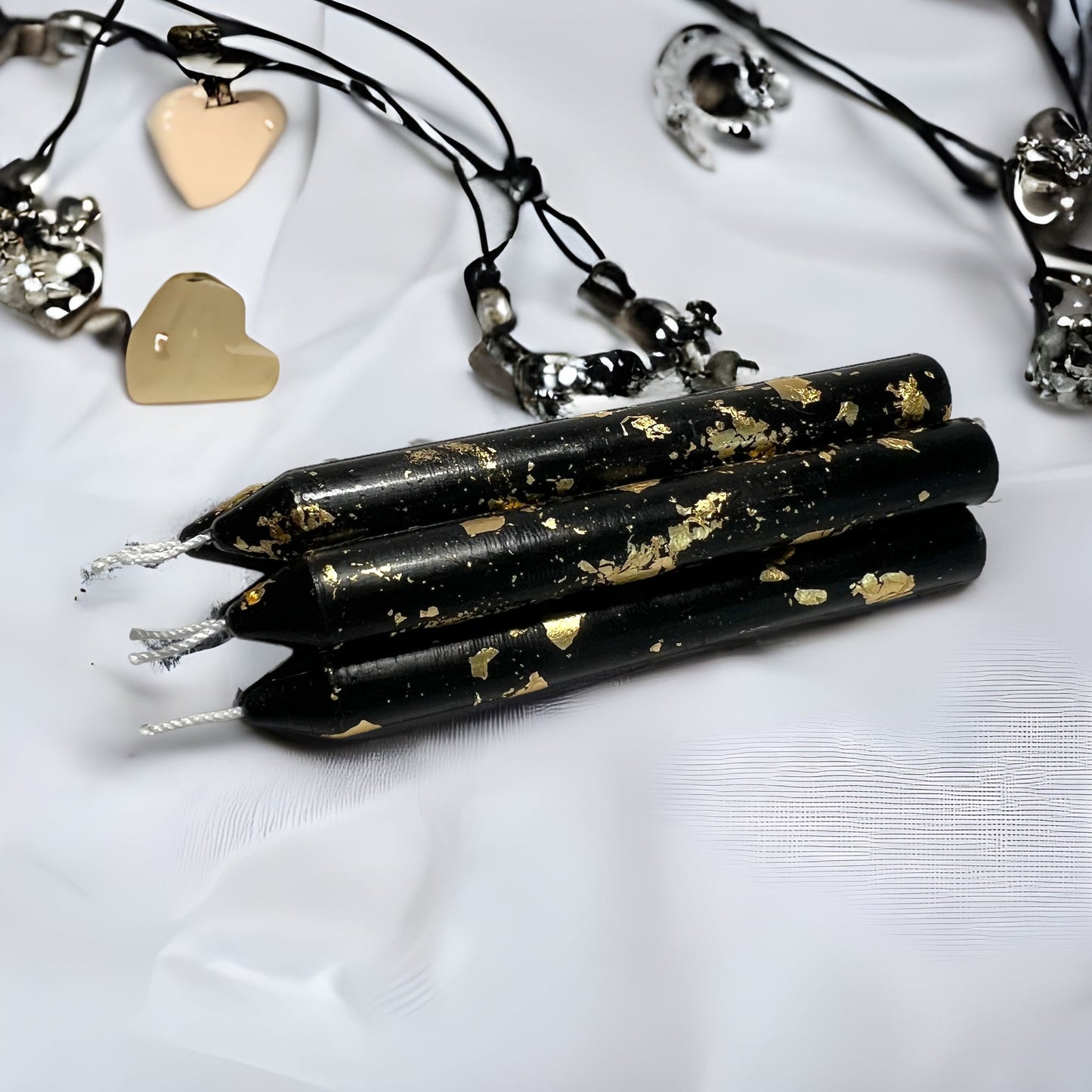 Beeswax Taper Candle - Gold Flake Finish, 4"