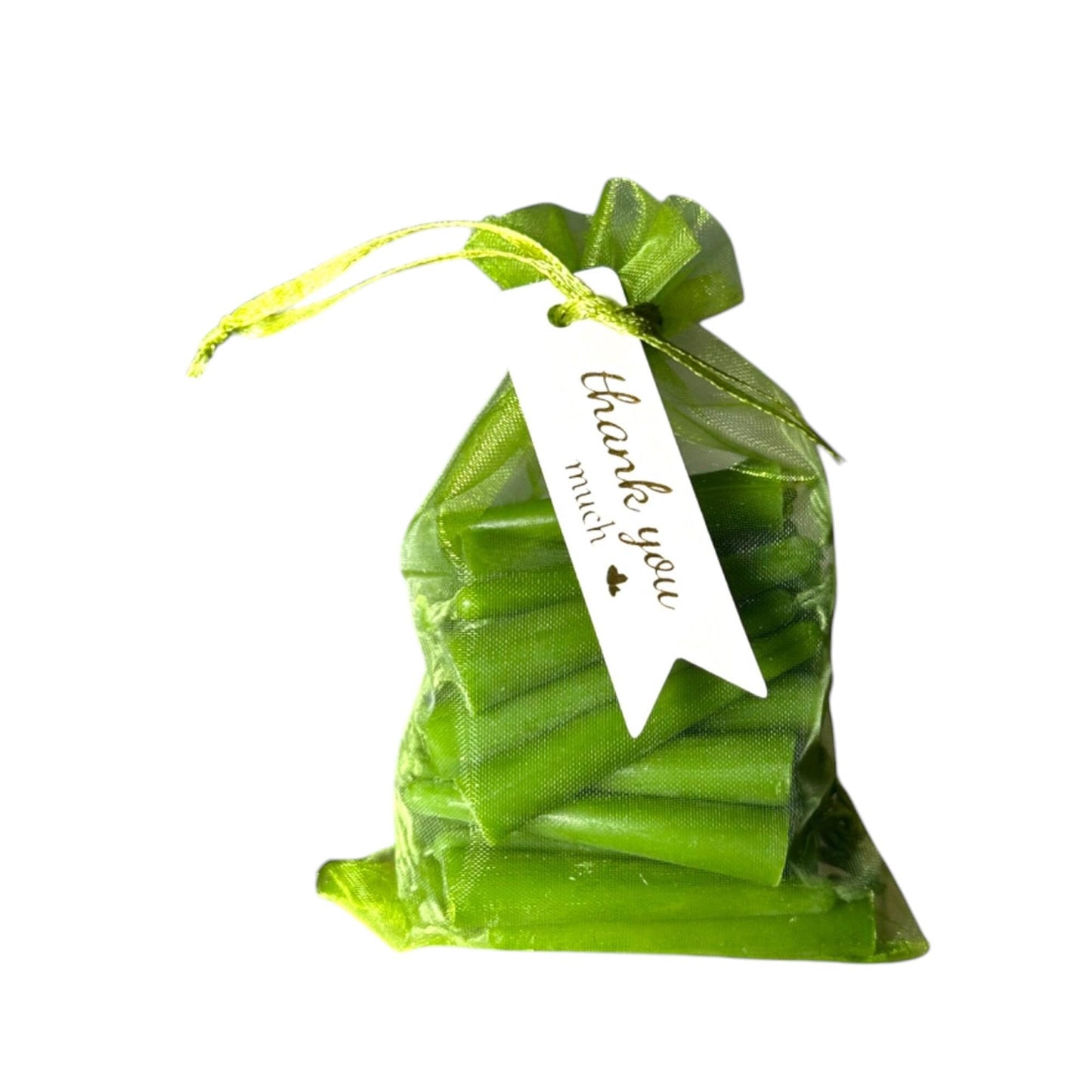 Set of 31 Green Mini Beeswax Candles with Holder, Matches & Gift Box