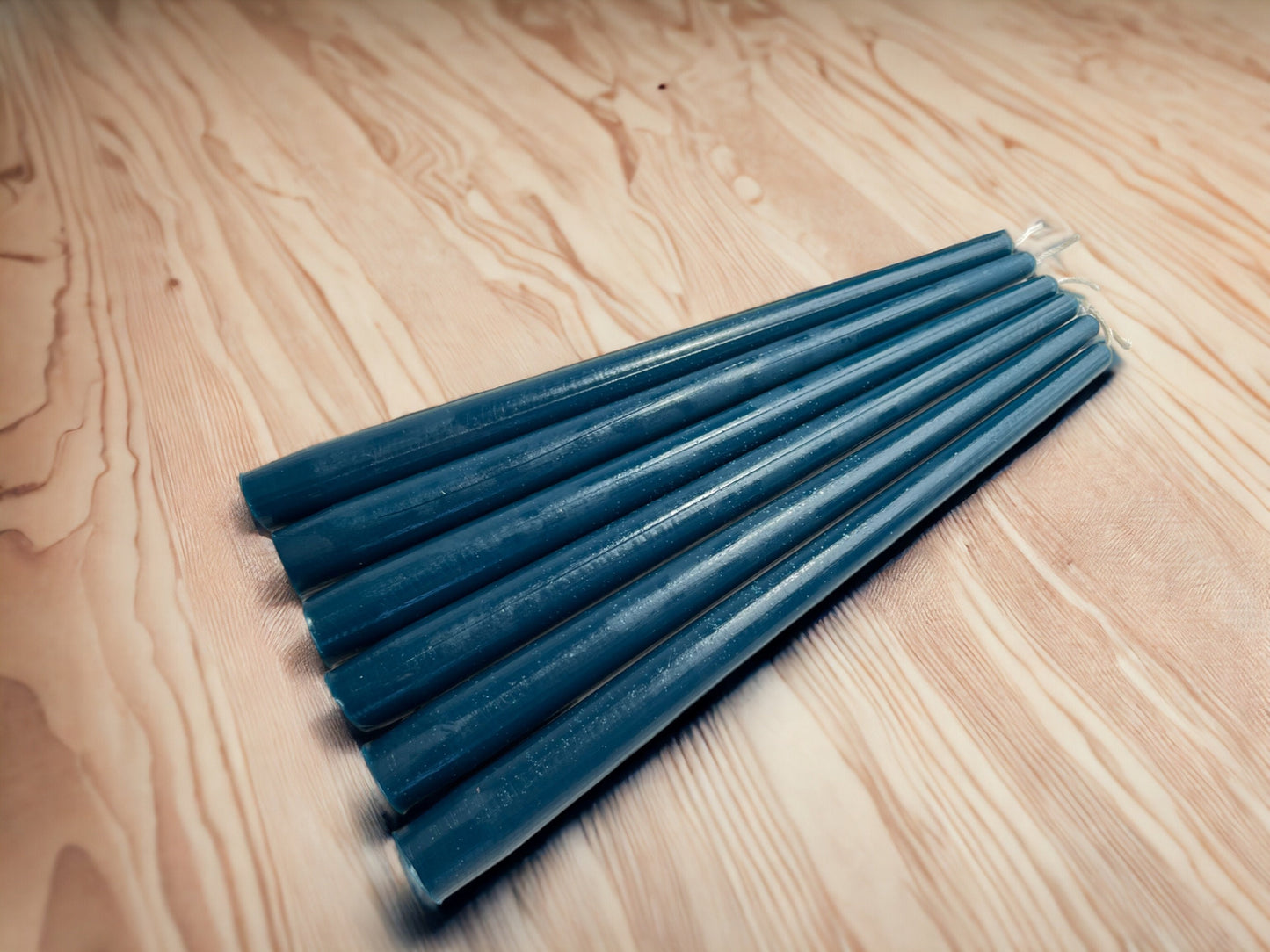 Set of 6 Blue Beeswax Dinner Candles – 10" Tapers