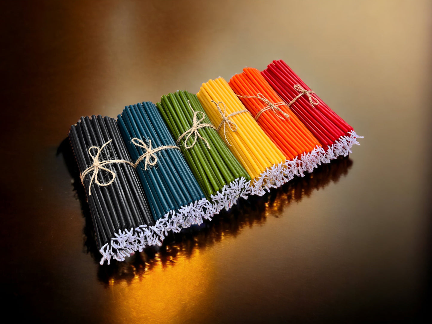 100% Beeswax Thin Taper Ritual Candles – 7.5 in x 0.2 in, Multi-Color Options