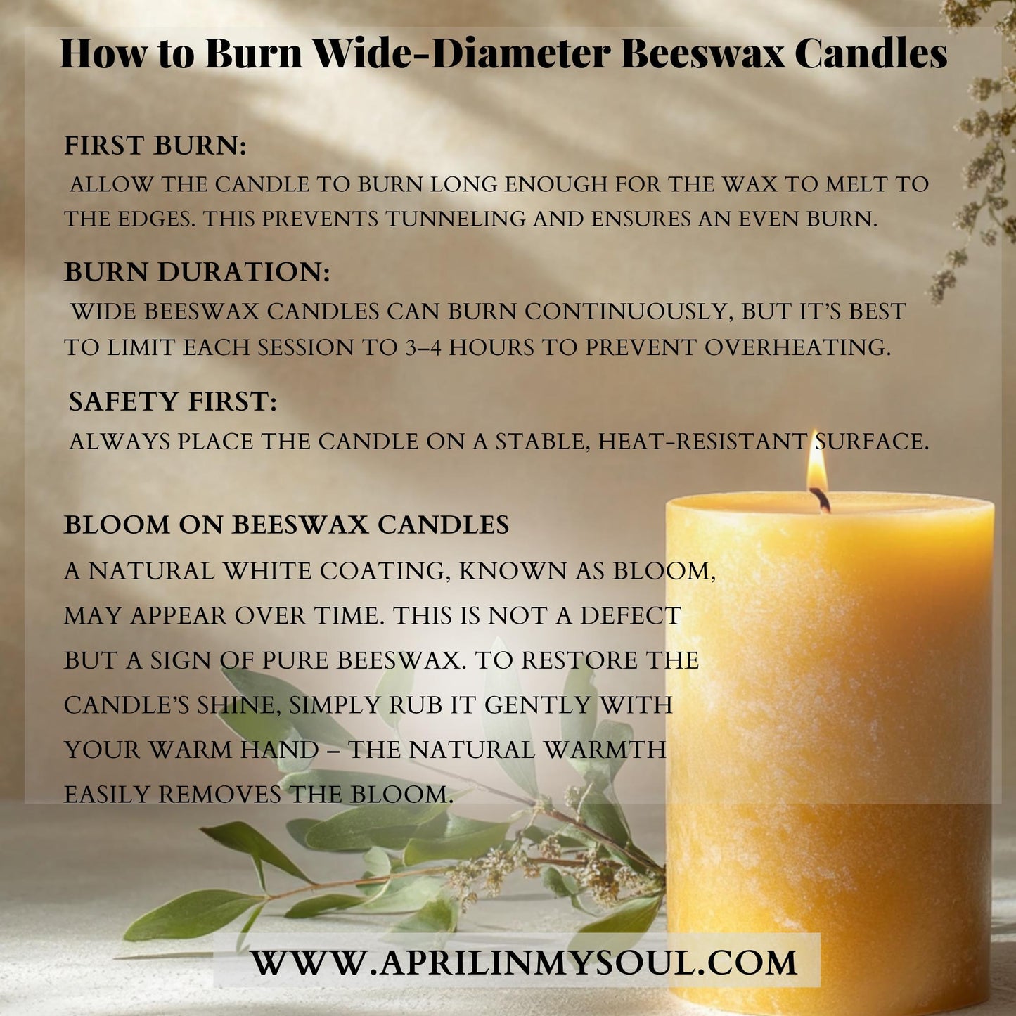 Night Glow Rustic Fern Beeswax Pillar - 4.5" x 2"