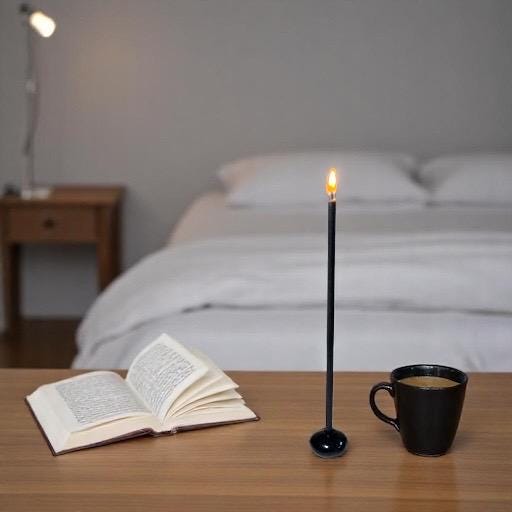 Absolute Black – Set of 60 Pure Beeswax Candles with Ceramic Holder