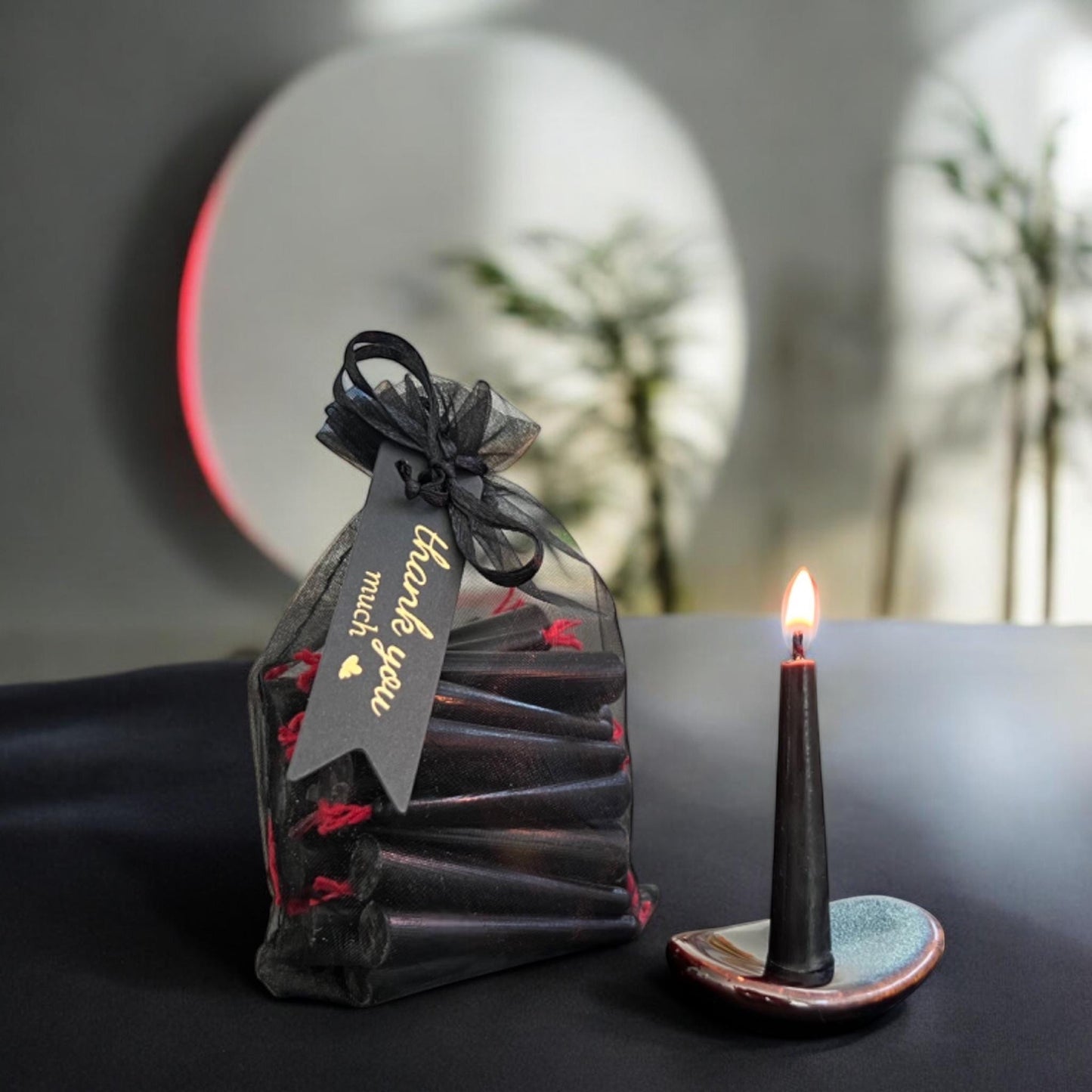 Samurai – Set of 31 Black Beeswax Ritual Candles with Red Wick