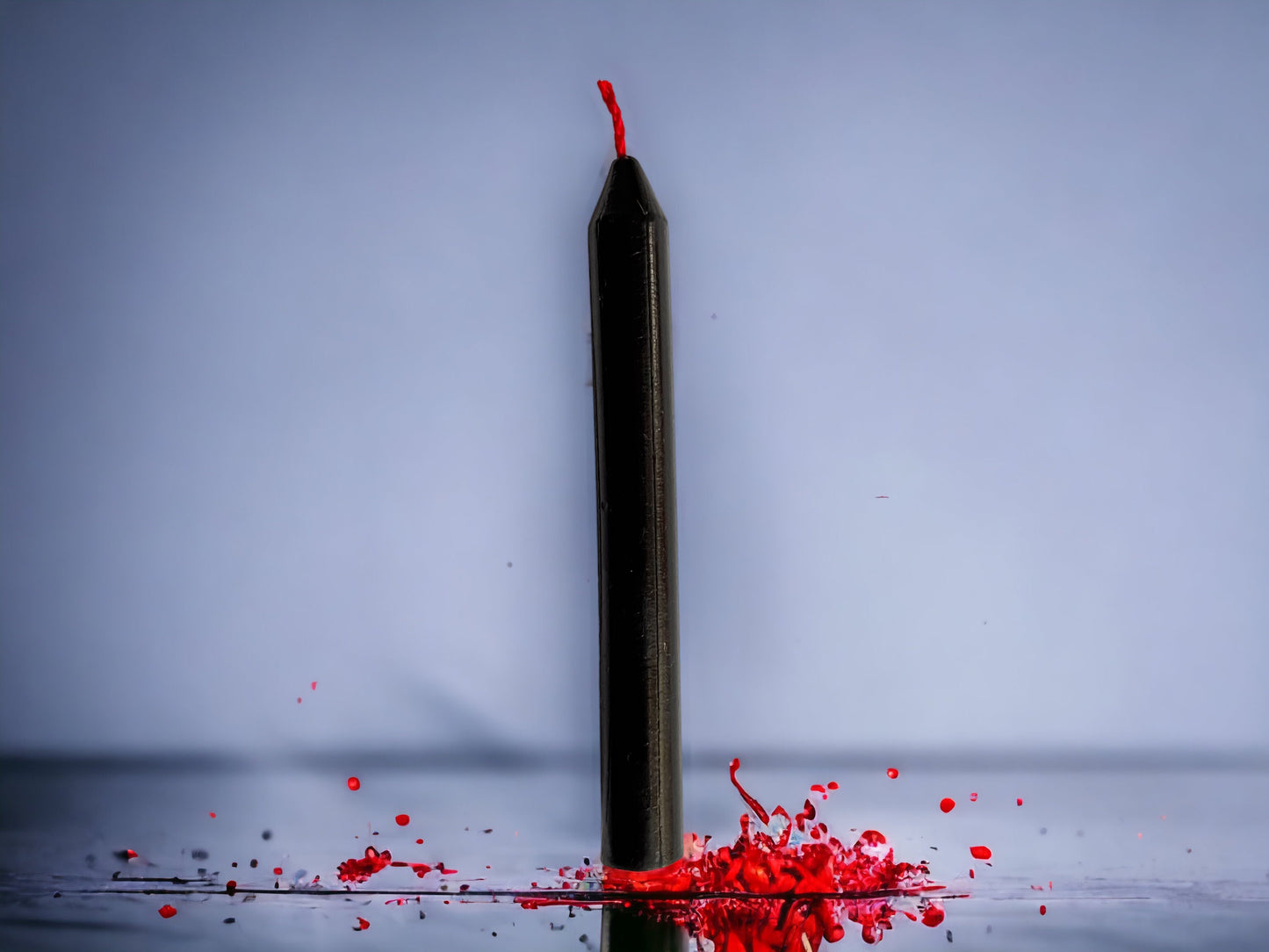 Samurai Chime Candle – 4" Black Beeswax Pillar with Red Wick