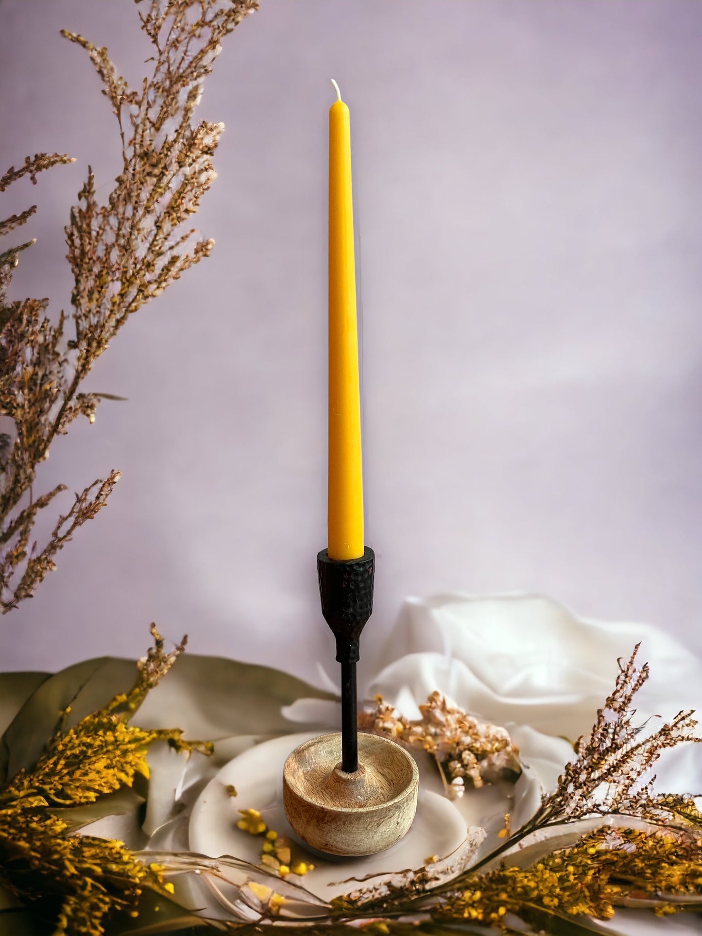 Set of 6 Beeswax Pillar Dinner Candles 10"