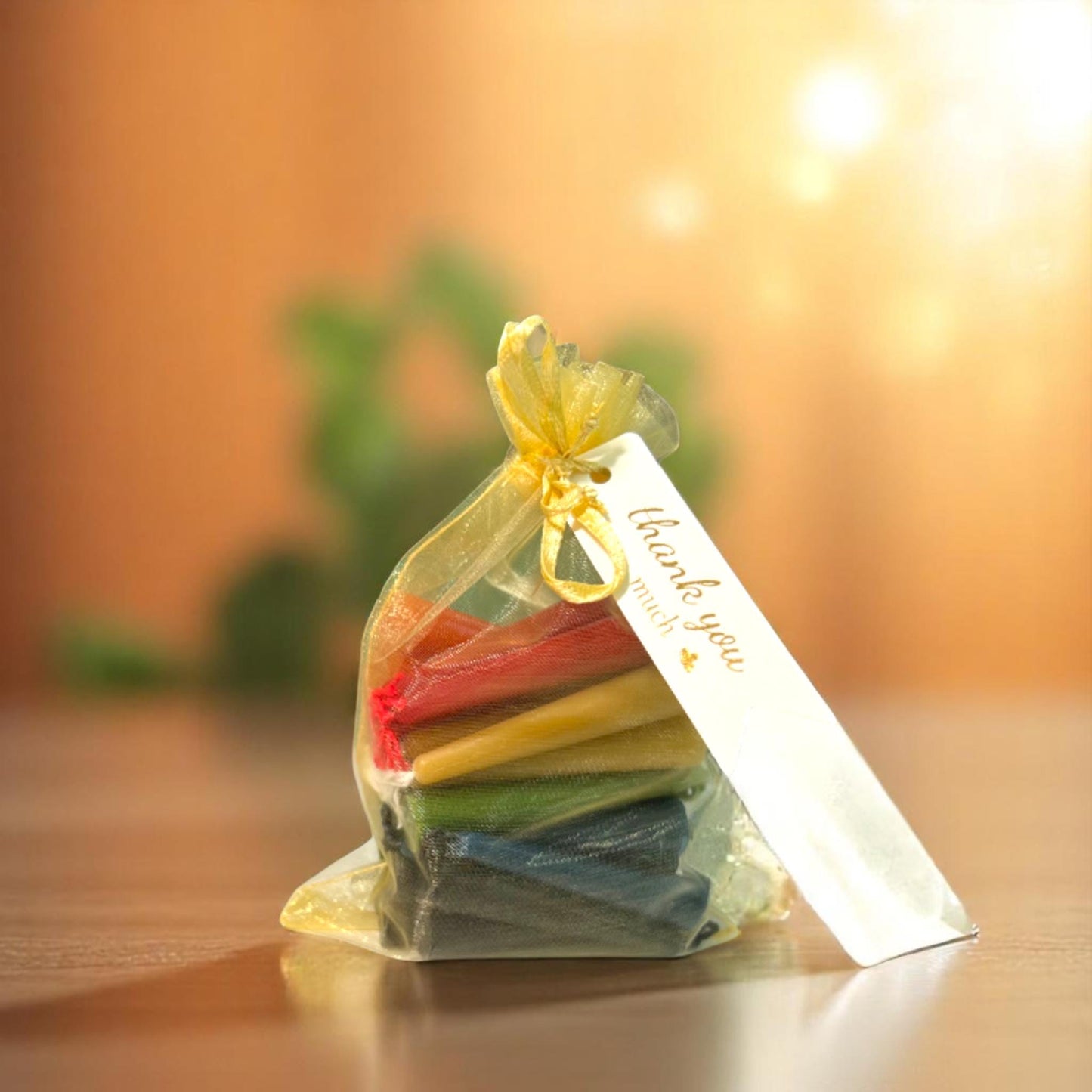 Set of 30 Beeswax Mini Ritual Candles – 6 Colors, Gift Set with Holder & Matches