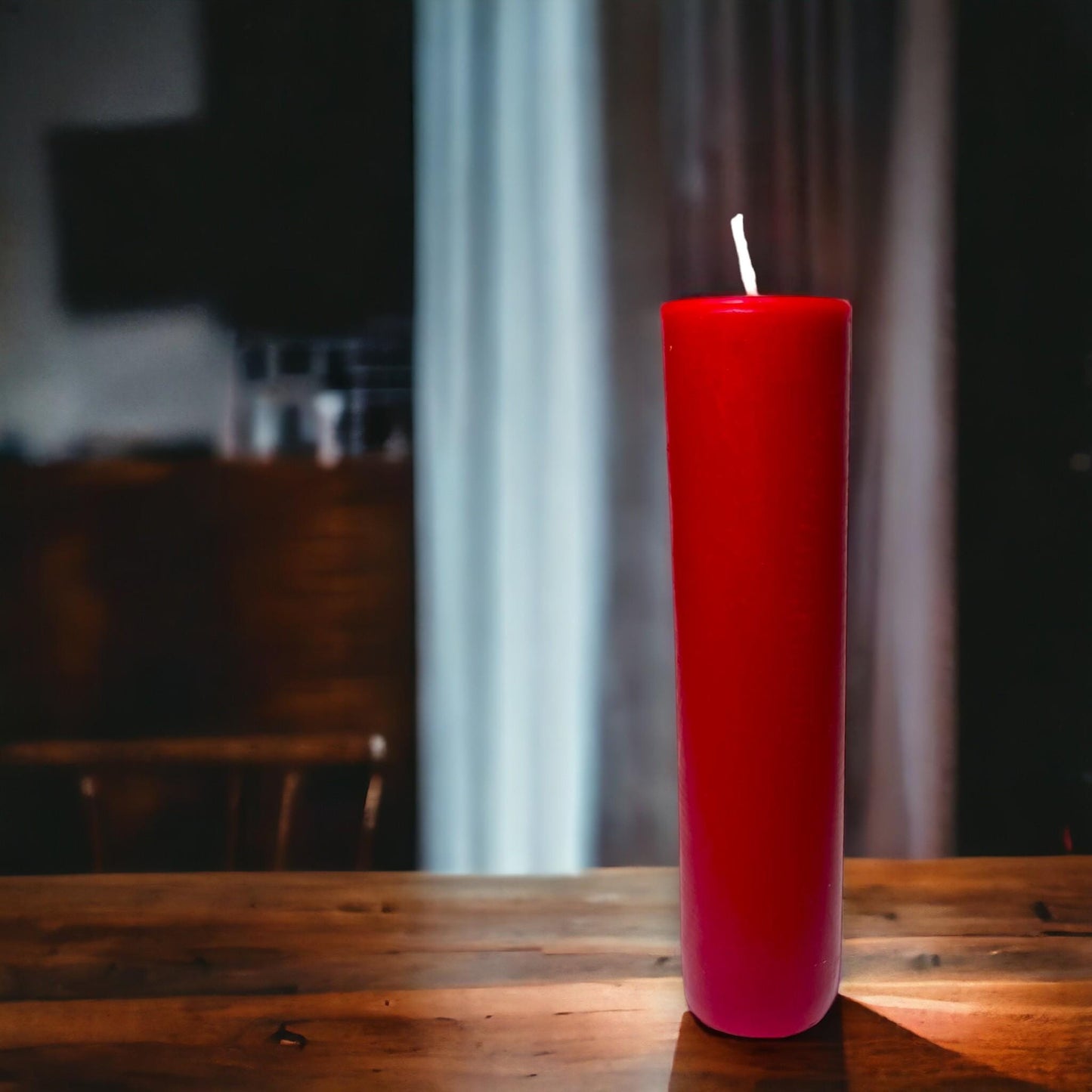 Red Sunset Glow Beeswax Pillar Candles – Long-Burning, Available in Two Sizes