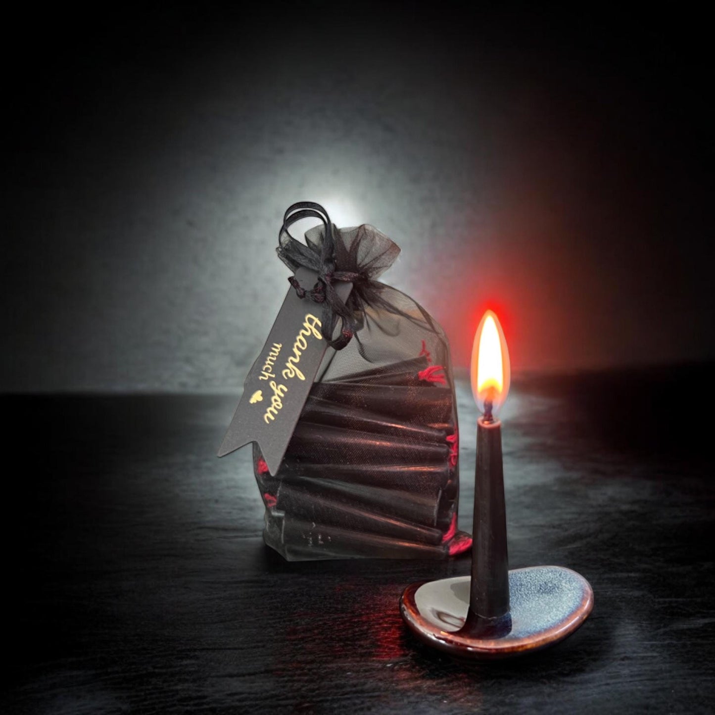 Samurai – Set of 31 Black Beeswax Ritual Candles with Red Wick