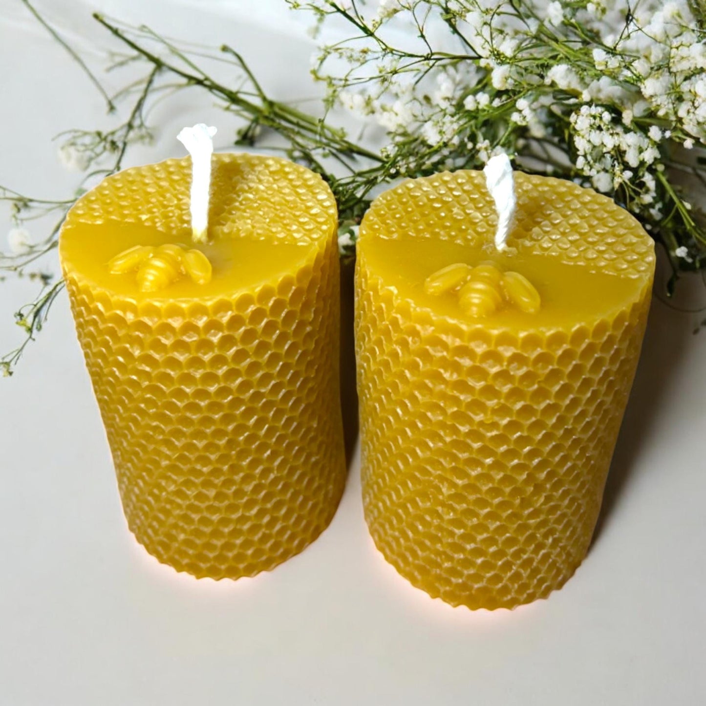 BeeLight Glow Set – Handcrafted Beeswax Candles with Bee Design (Set of 2 or 4)