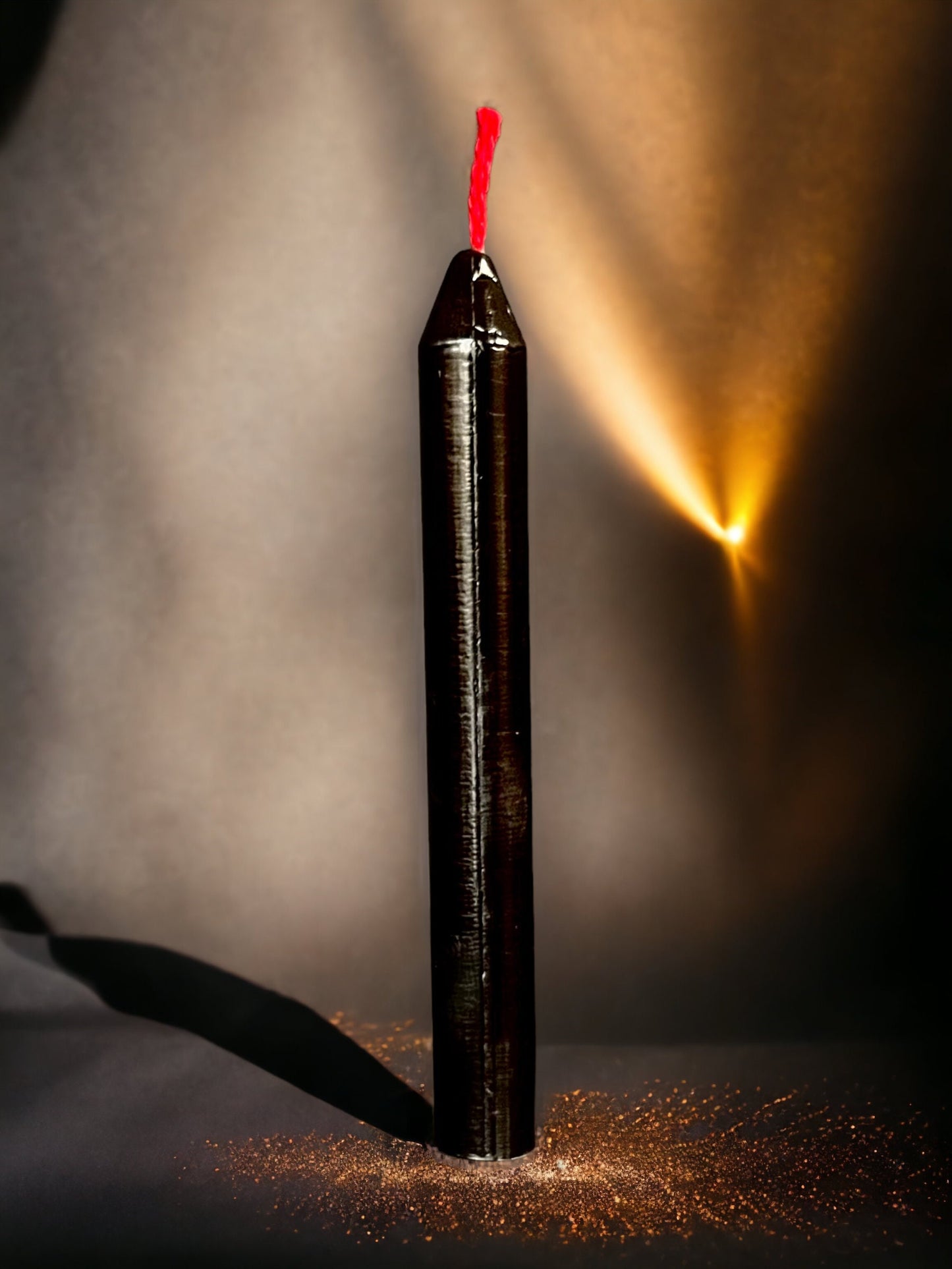 Samurai Chime Candle – 4" Black Beeswax Pillar with Red Wick