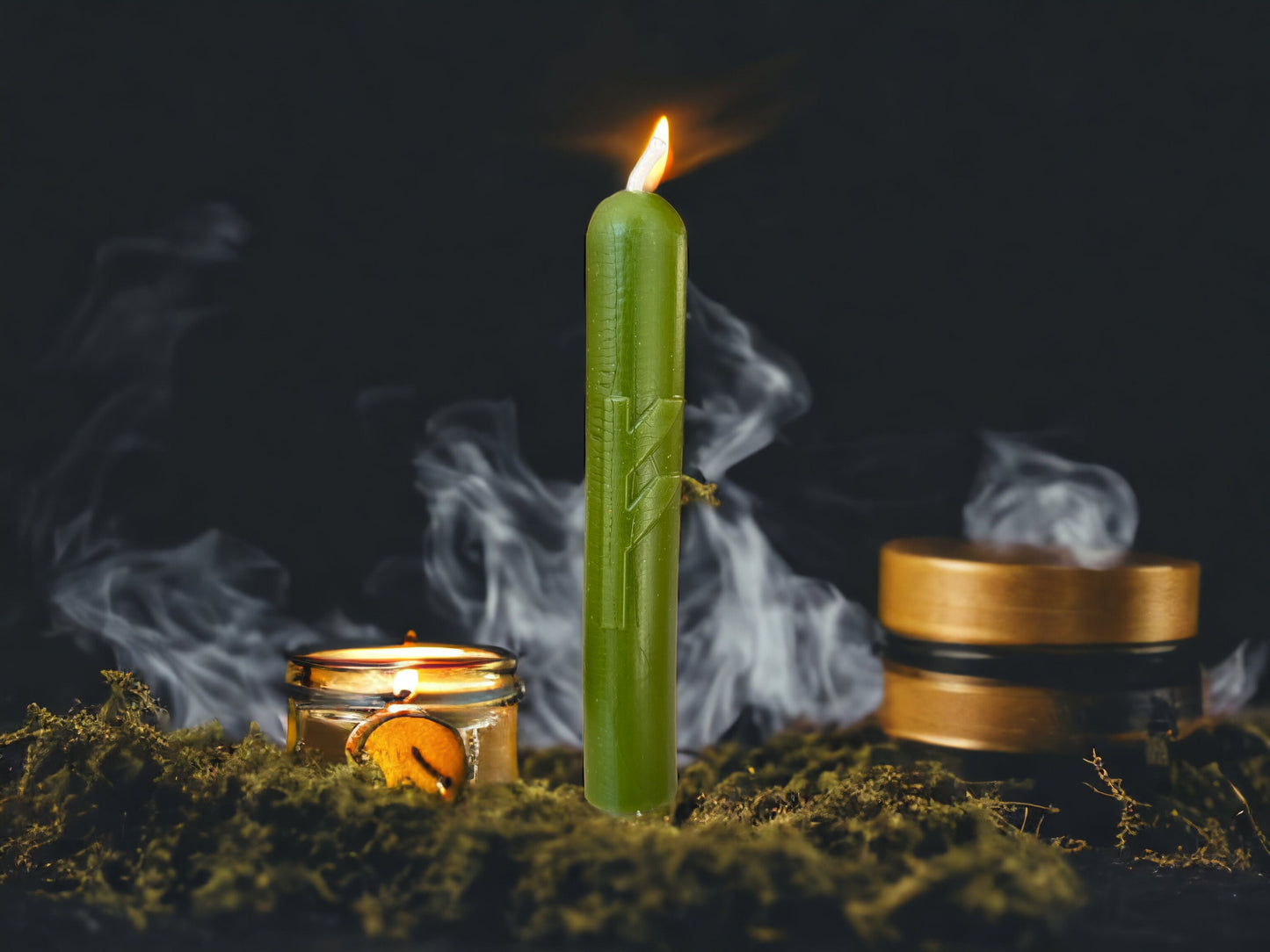 Fehu Rune Beeswax Candle for Prosperity and Well-being.