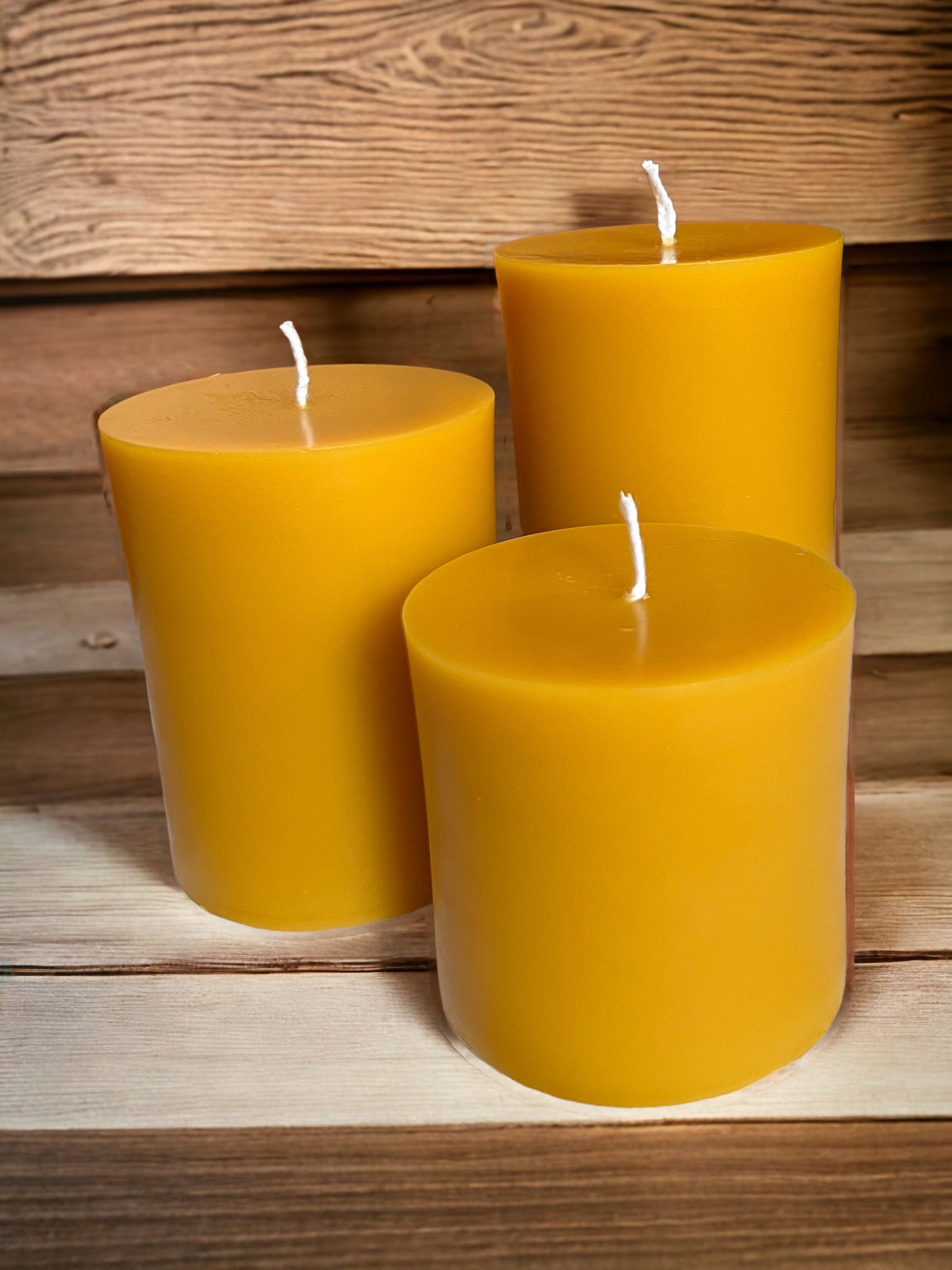 100% Pure Beeswax Pillar Candles – 3" Diameter, Multiple Sizes Available