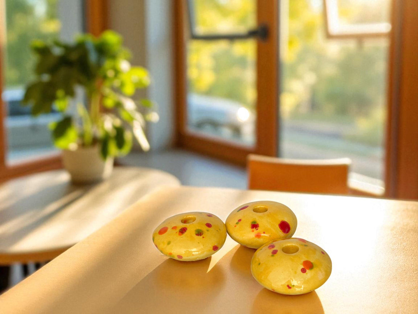 Yellow Ceramic Candle Holder for 5 mm Taper Candles