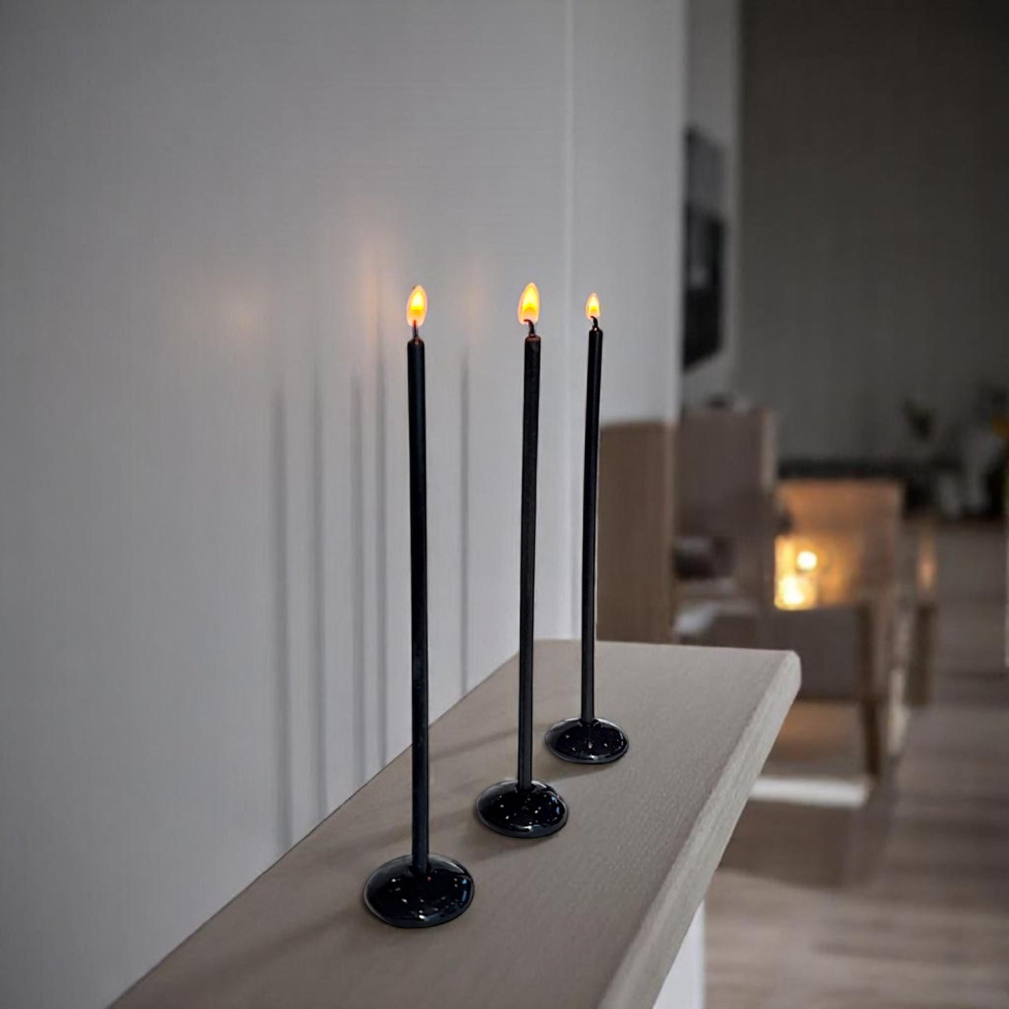 Ultra Slim Black Beeswax Taper Candles – 7.3 in x 5 mm