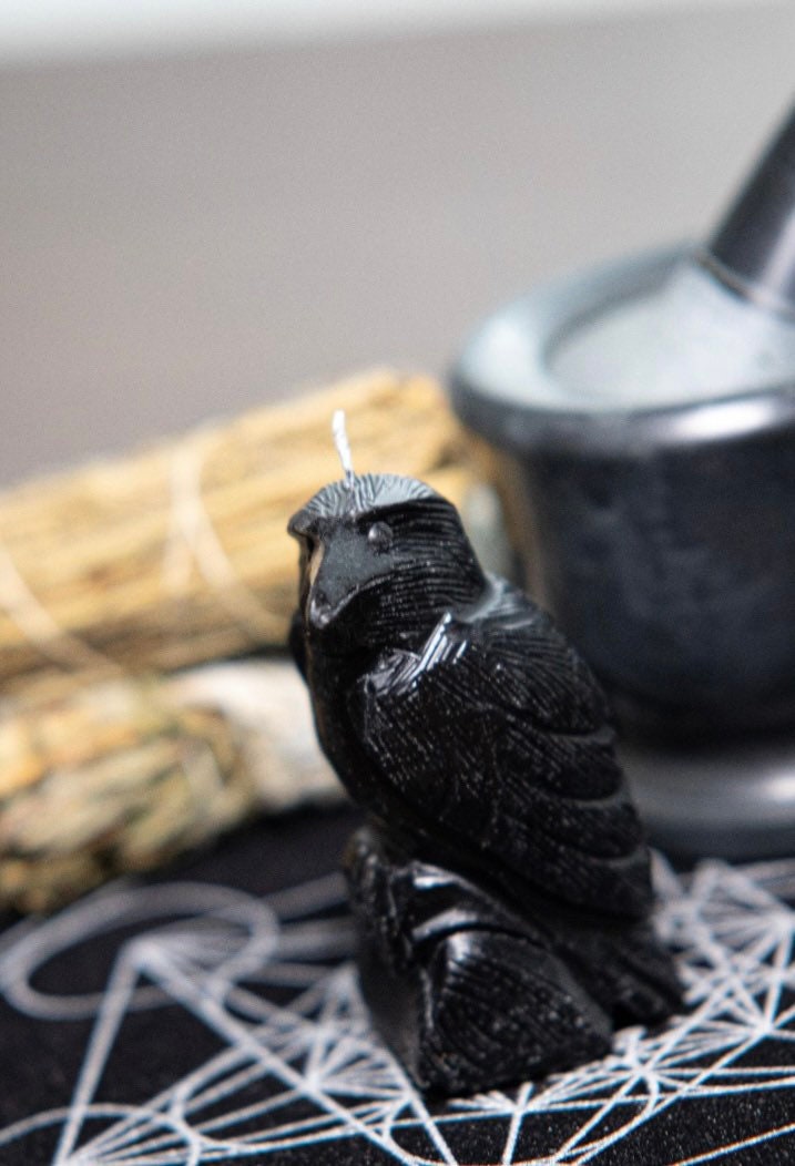 Raven Candle Totem Spirit Magic Candle Wicca witchcraft Alter 100% beeswax