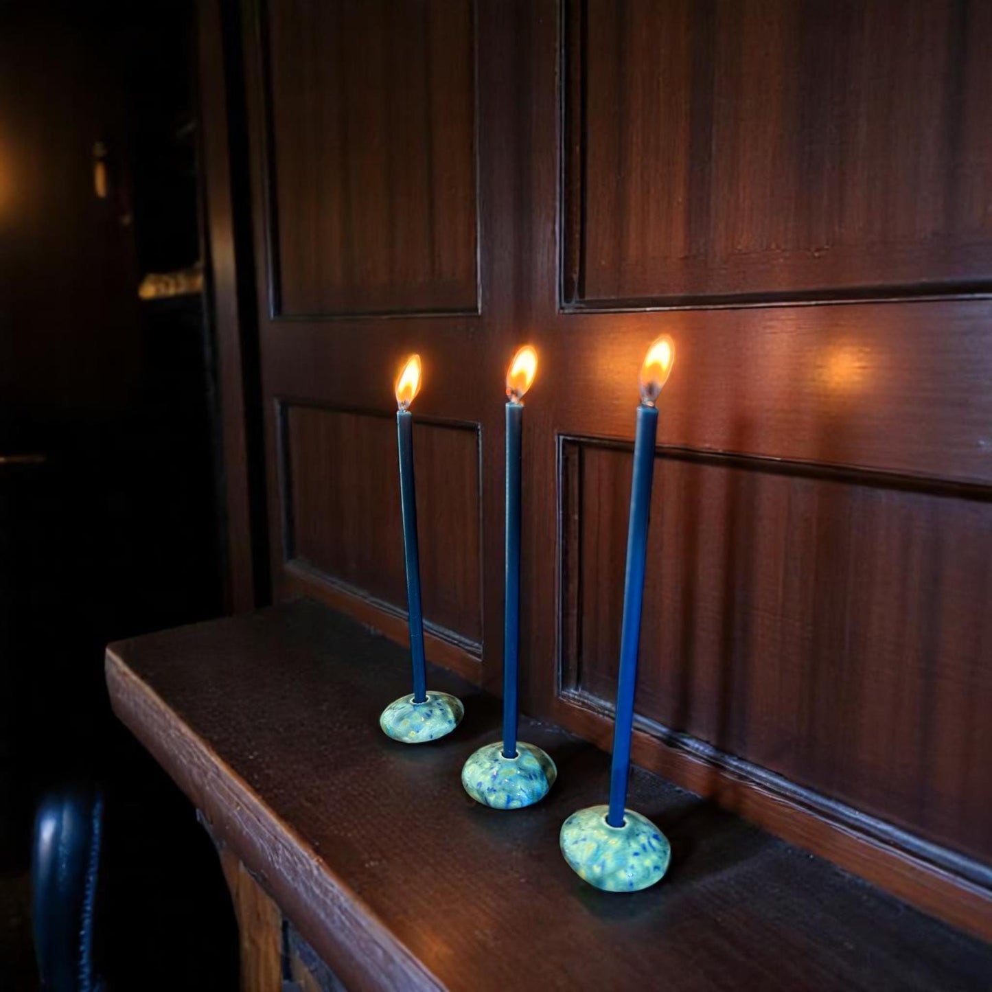 Ocean Spirit Ceramic Candle Holder for 5 mm Taper Candles – Seafoam Green