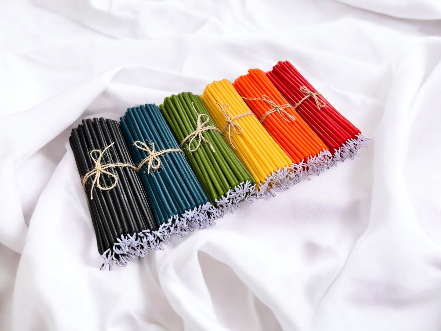 Slim Beeswax Taper Candles, Set of 24 - 7.5 in