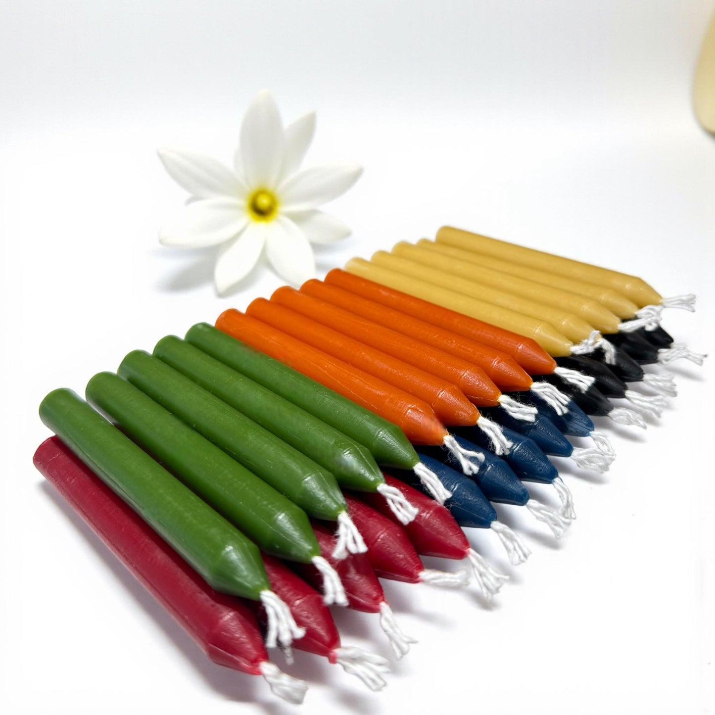 Set of 30 Beeswax Chime Candles – 4 in, Assorted Colors, Handmade
