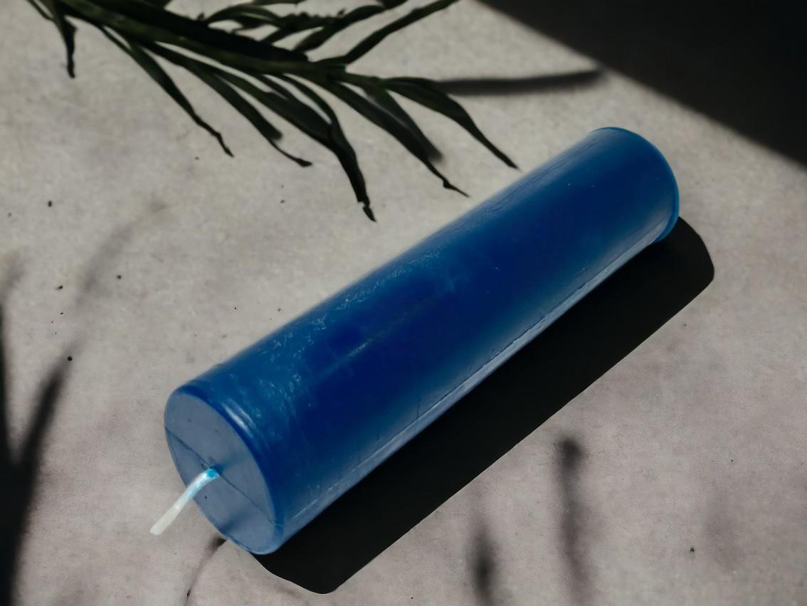 Blue Sunset Glow, Long-Burning Beeswax Pillar Candles| Available in Two Sizes