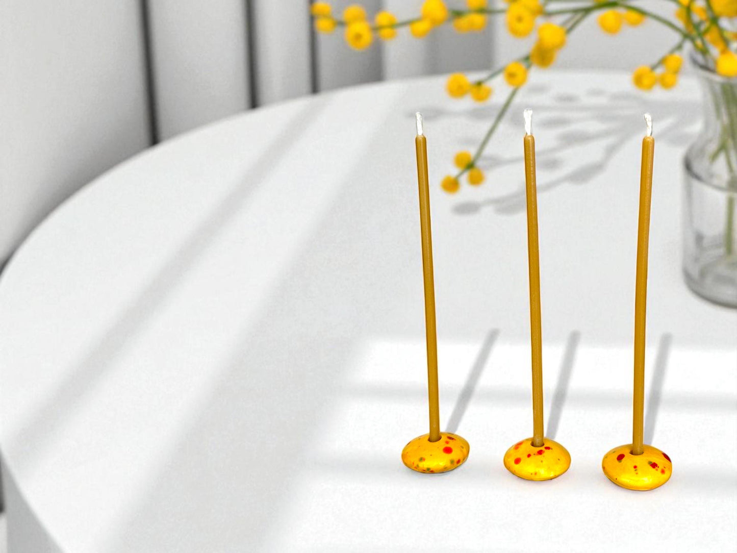 Yellow Ceramic Candle Holder for 5 mm Taper Candles