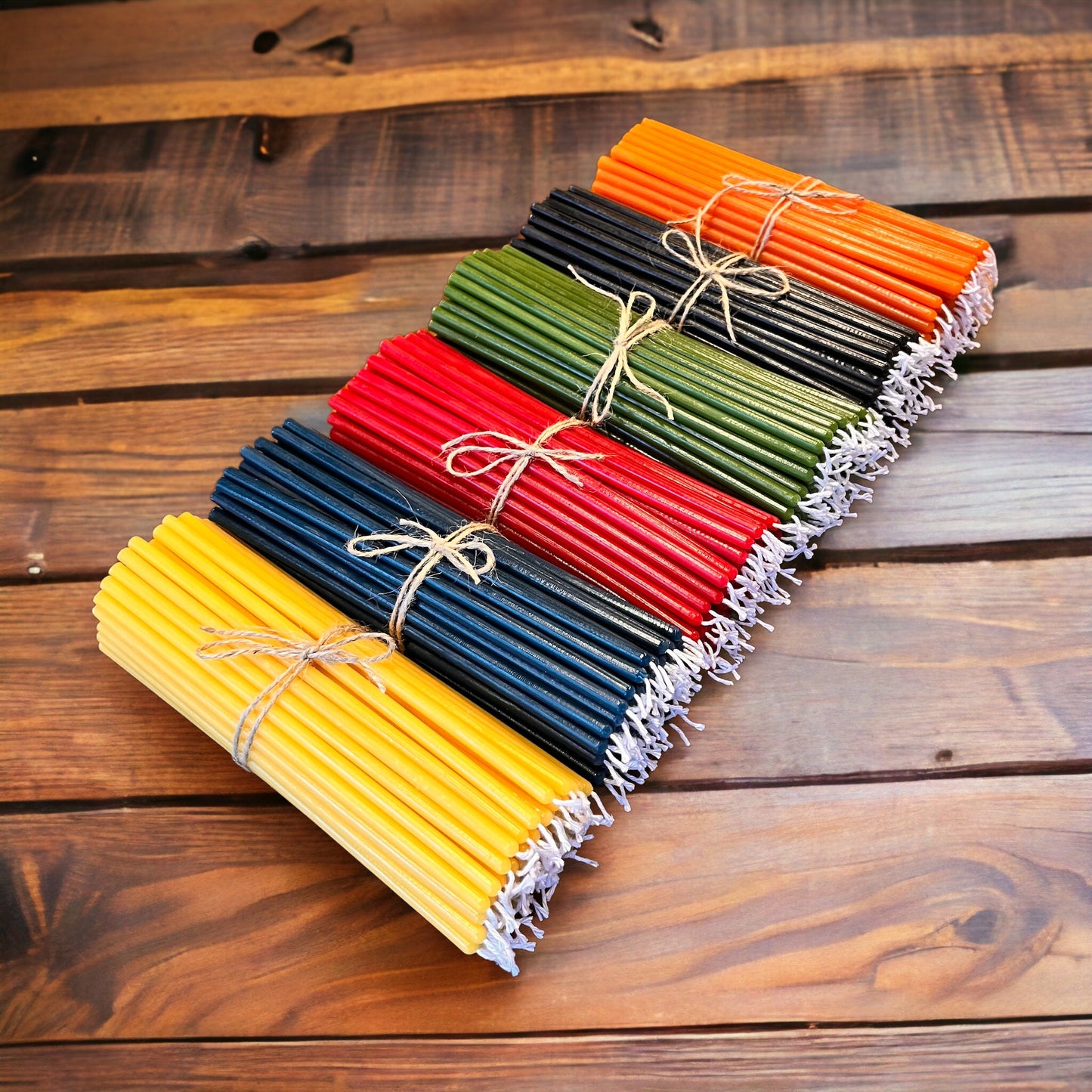 100% Beeswax Orthodox Church Candles - 3 Sizes & 6 Colors, 24-Pack