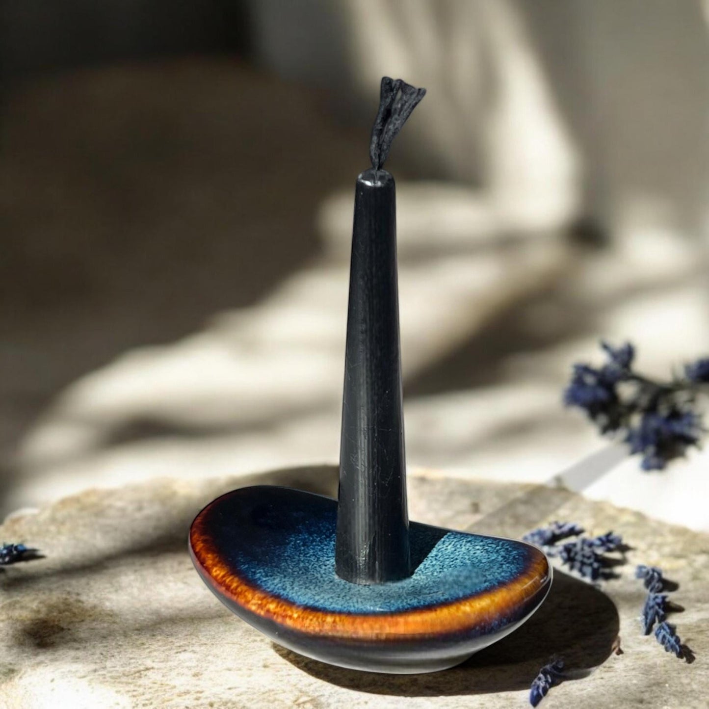 31 Nights of Calm – Black Beeswax Candle Set - 31 Mini Candles with Ceramic Holder and Matches, Relaxation and Cleansing Gift