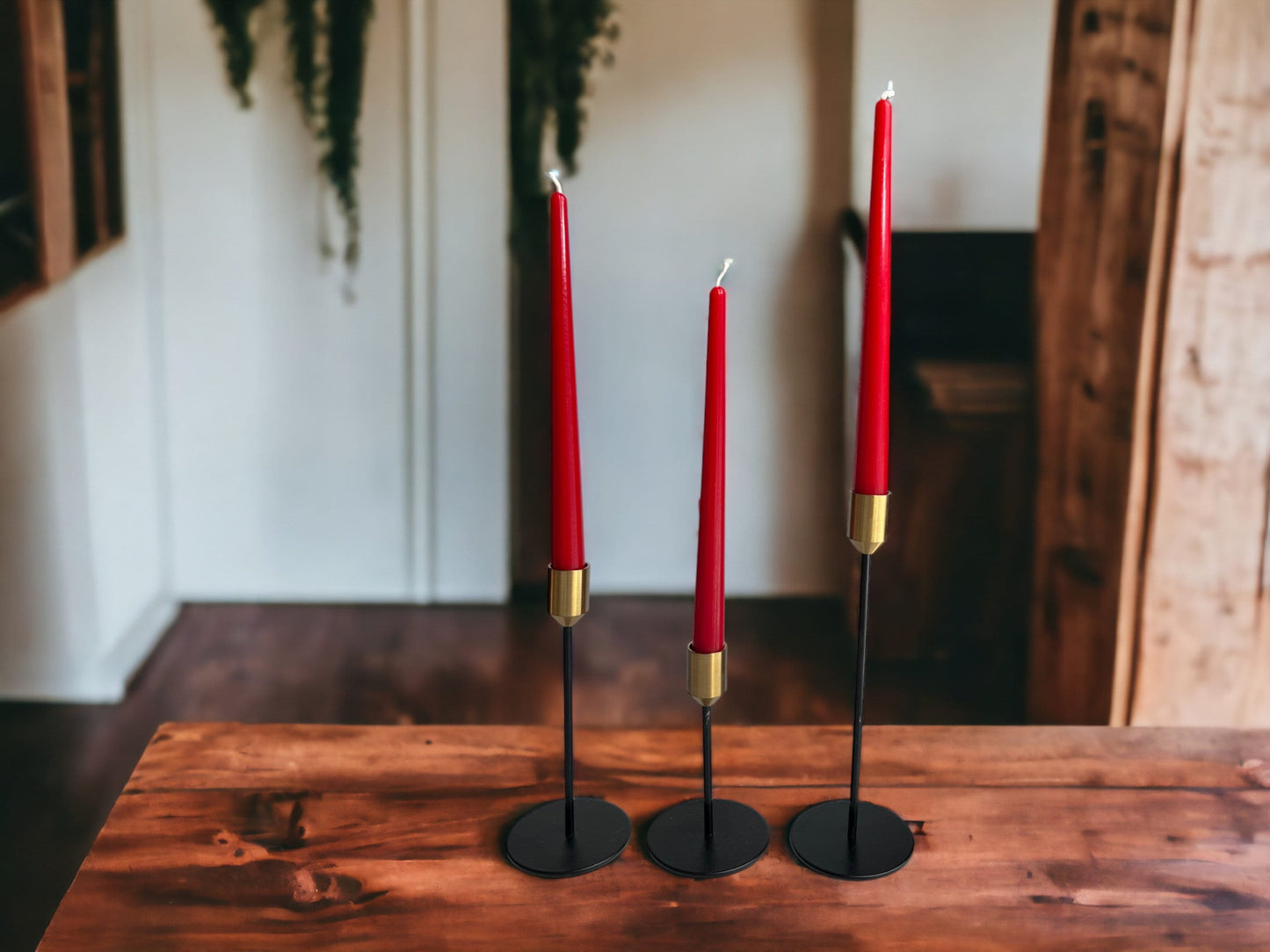 Red Beeswax Dinner Candles, Set of 6 or 12 - 10 in