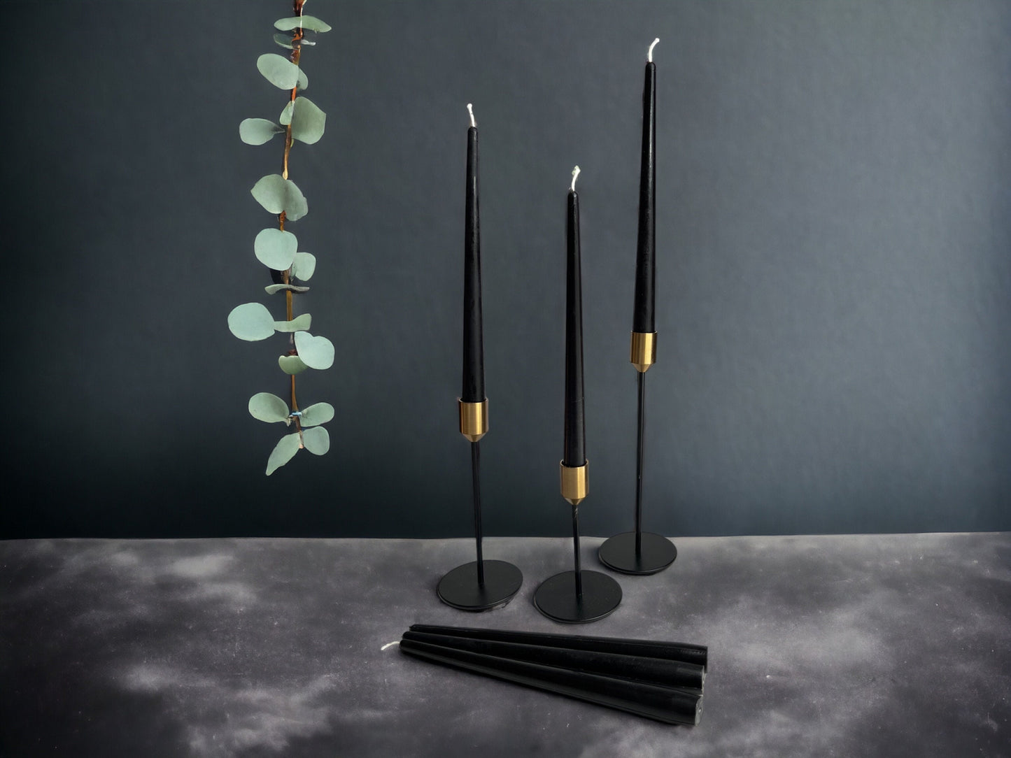 Set of 6 Black Beeswax Dinner Candles – 10" Tapers
