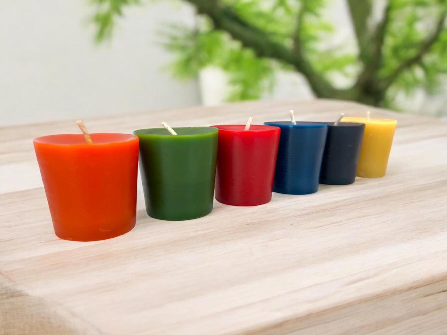 Set of 6 Beeswax Votive Candles - 1.75" x 1.75"