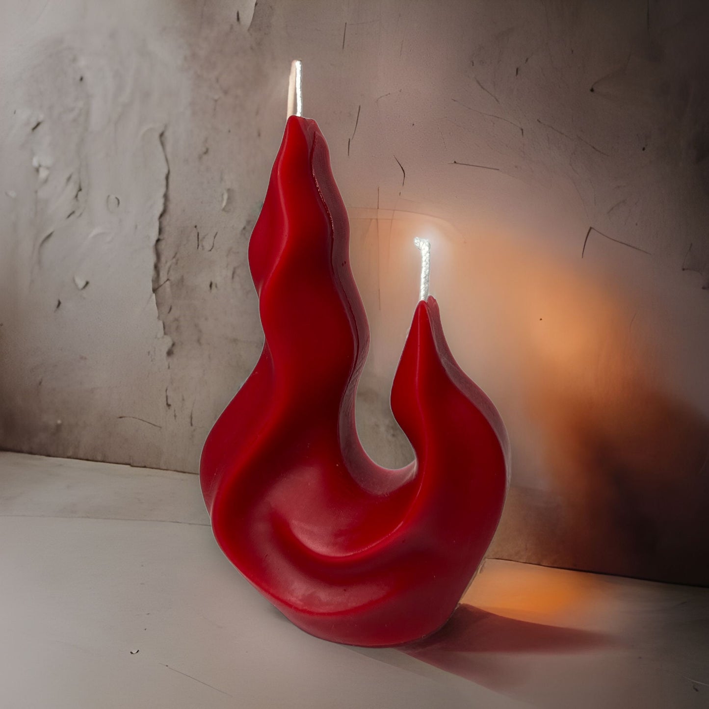 Flame-Shaped Red Beeswax Candle – 4.5"