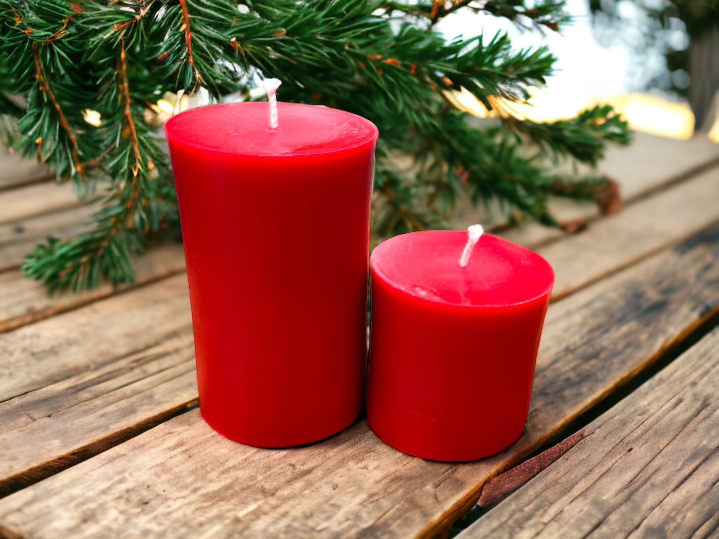 Large Red Beeswax Pillar Candle - 3" Diameter