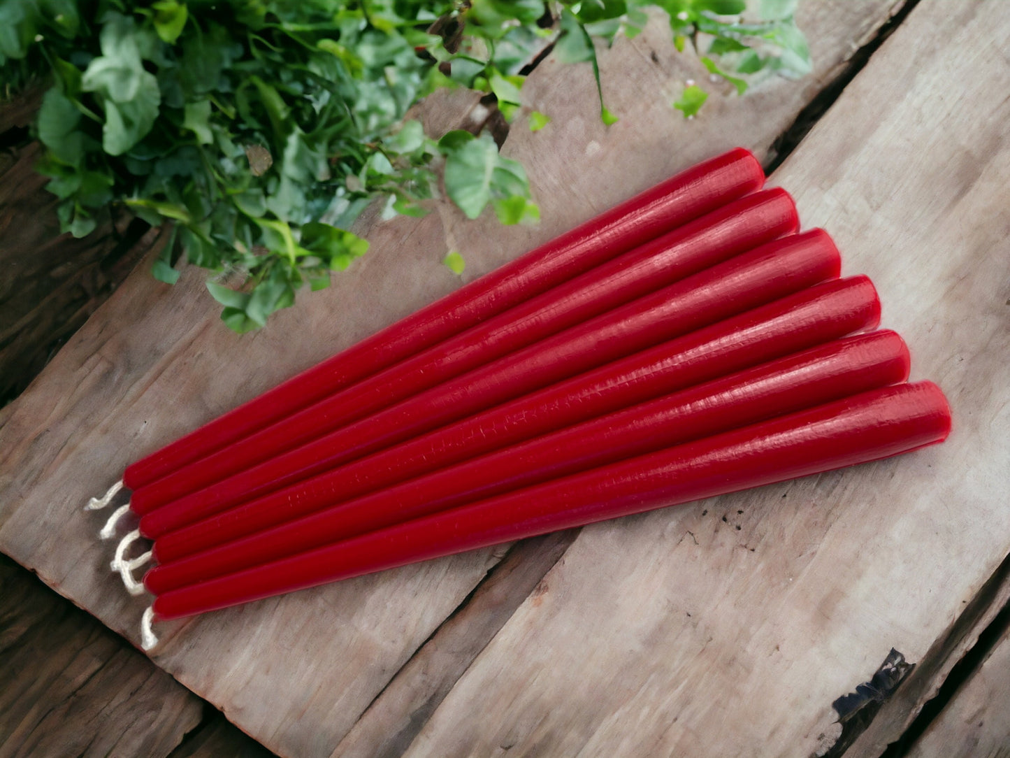 Set of 6 Beeswax Taper Dinner Candles – 10 in, 6 Colors