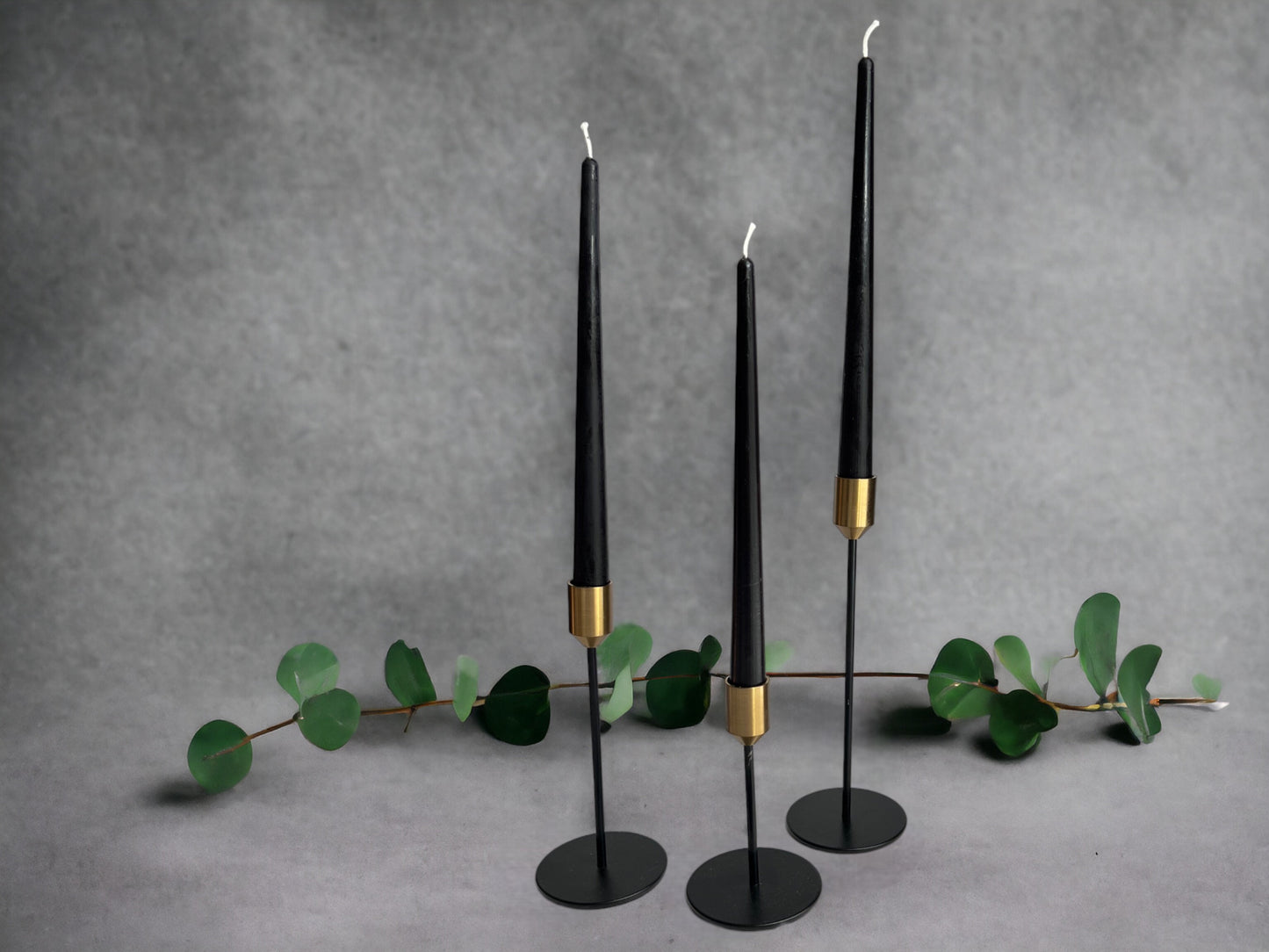 Set of 6 Black Beeswax Dinner Candles – 10" Tapers
