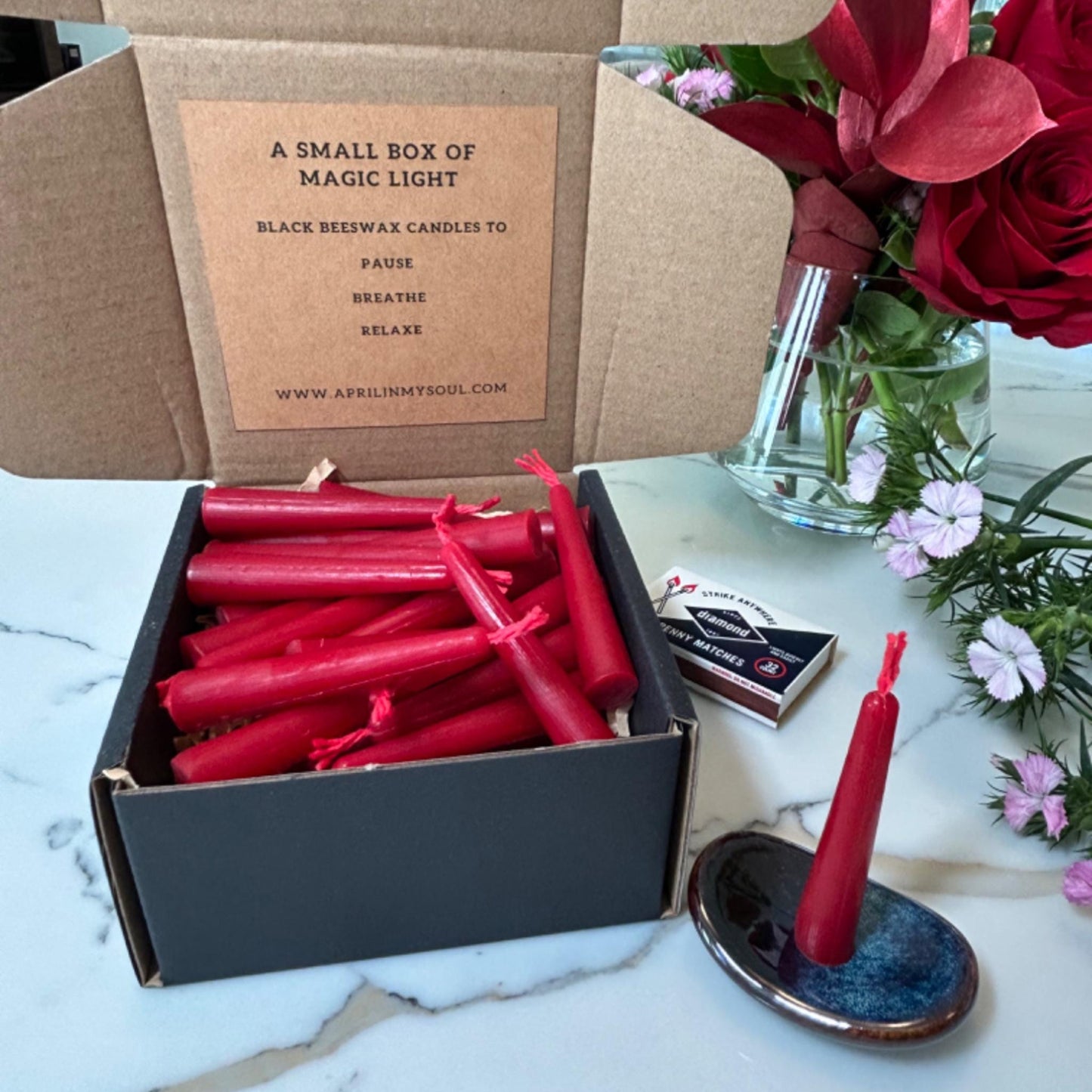 Advent Calendar – Set of 31 Red Beeswax Ritual Candles with Red Wicks for Love, Passion, and New Beginnings