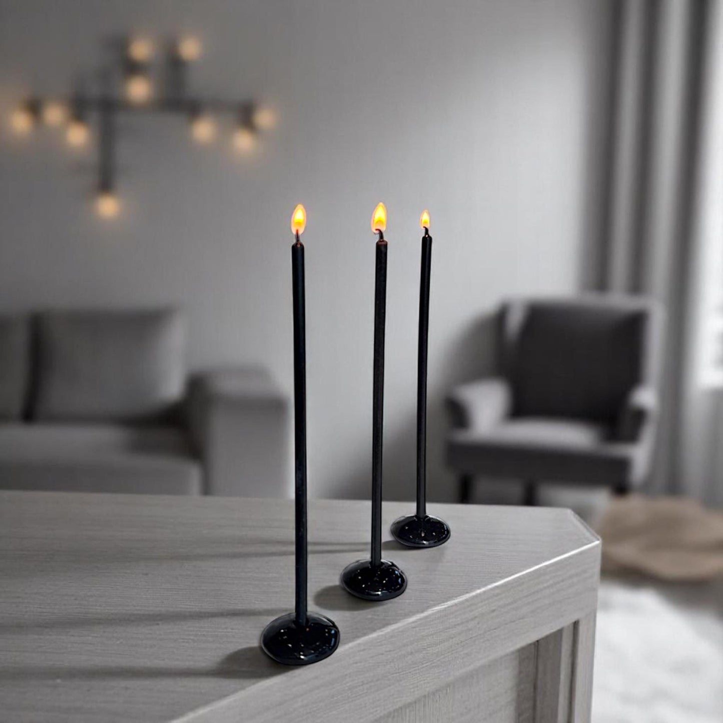 Ultra Slim Black Beeswax Taper Candles – 7.3 in x 5 mm