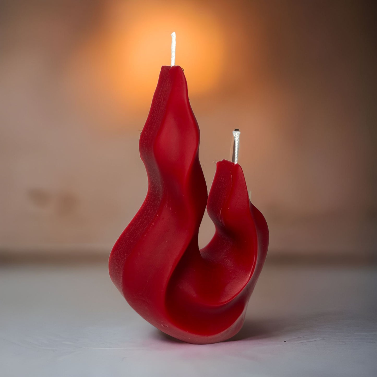 Flame-Shaped Red Beeswax Candle – 4.5"