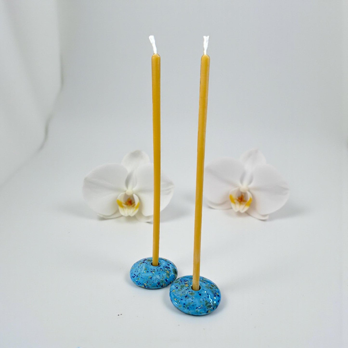 Azure Reef, Blue – Ceramic Candle Holder for Ultra Slim 5mm Beeswax Ritual Candles | Handcrafted Minimalist Taper Stand - LIMITED EDITION