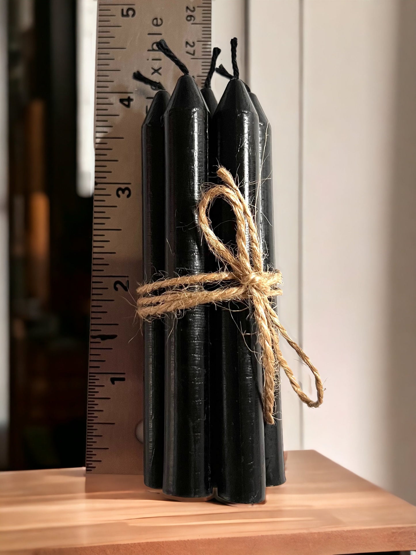 Black Mini Chime Candles – 4" Pure Beeswax, Black Wick