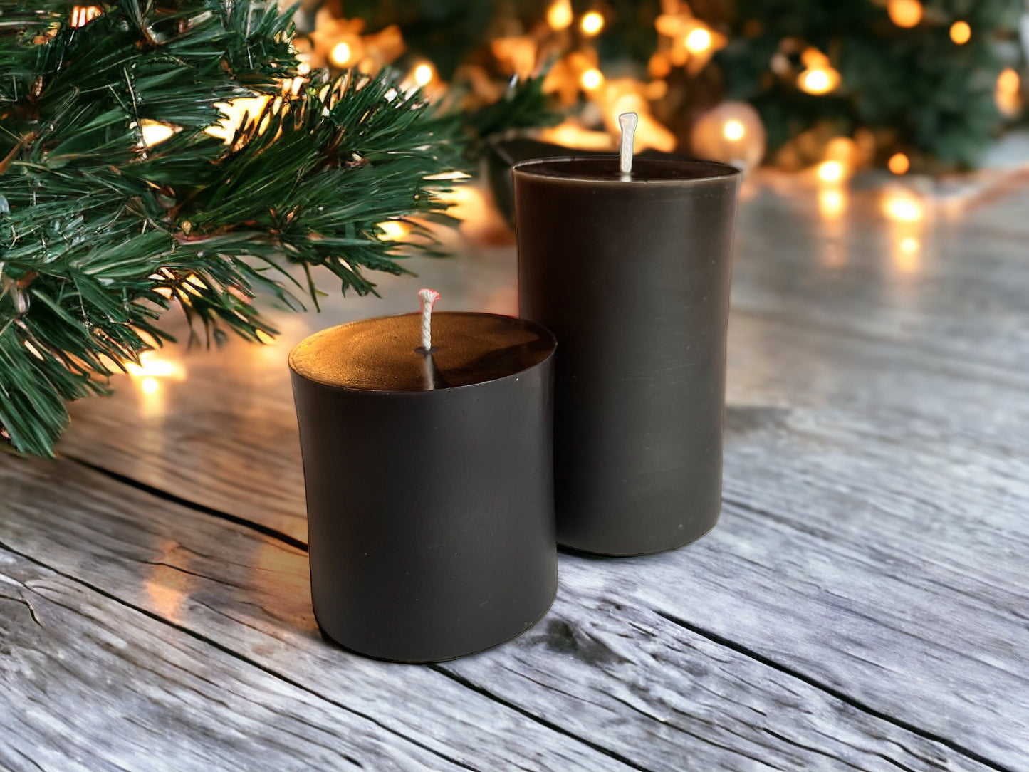 Black Beeswax Pillar Candles – 100% Pure Beeswax, 3" Diameter