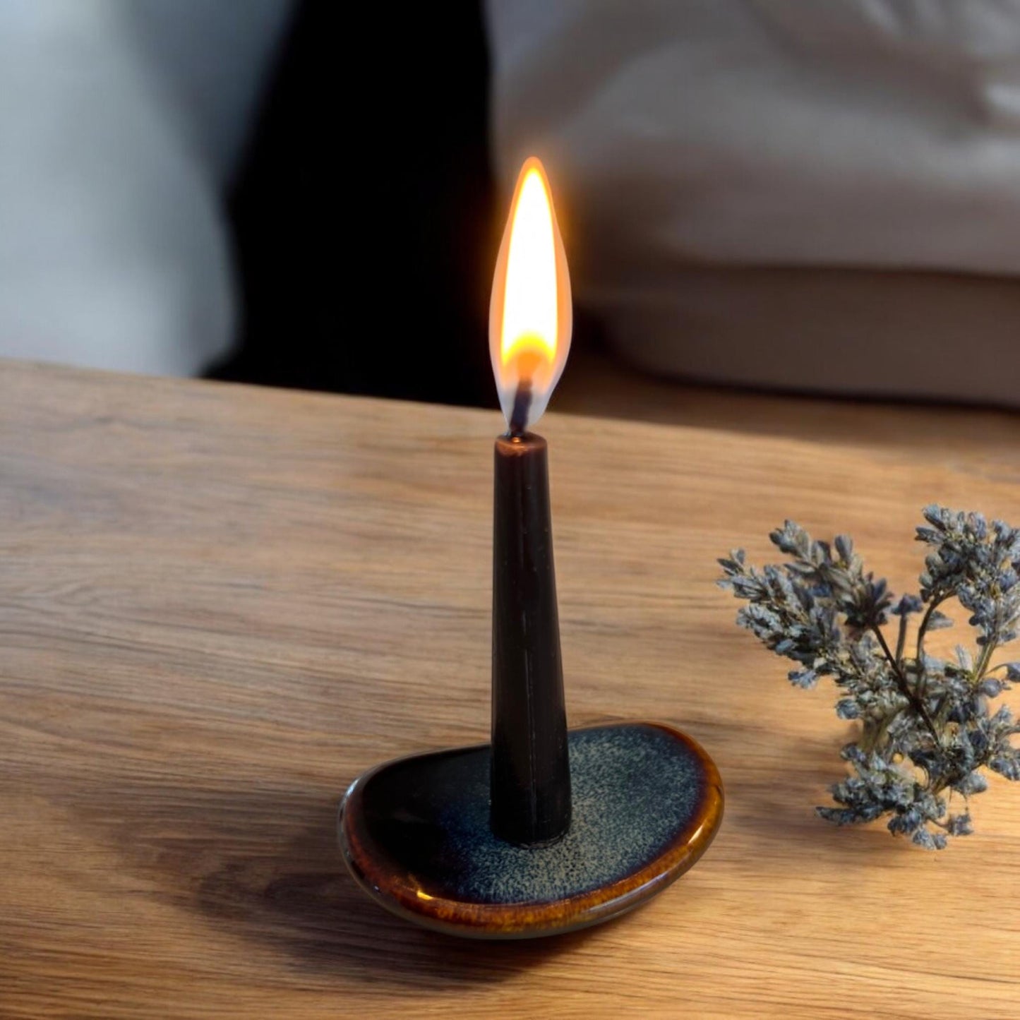 31 Nights of Calm – Black Beeswax Candle Set - 31 Mini Candles with Ceramic Holder and Matches, Relaxation and Cleansing Gift