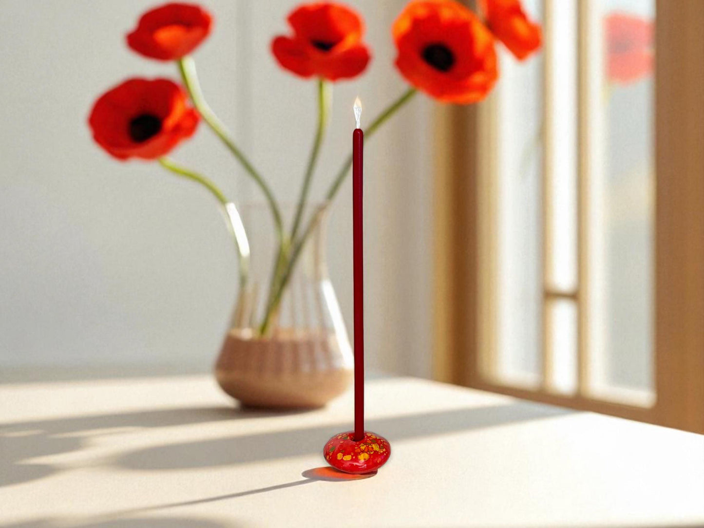 Set of 6 Colorful Ceramic Candle Holders for 5 mm Taper Candles