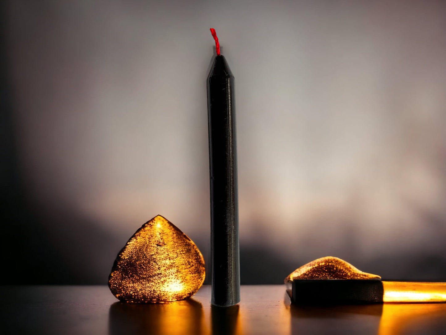 Samurai Chime Candle – 4" Black Beeswax Pillar with Red Wick