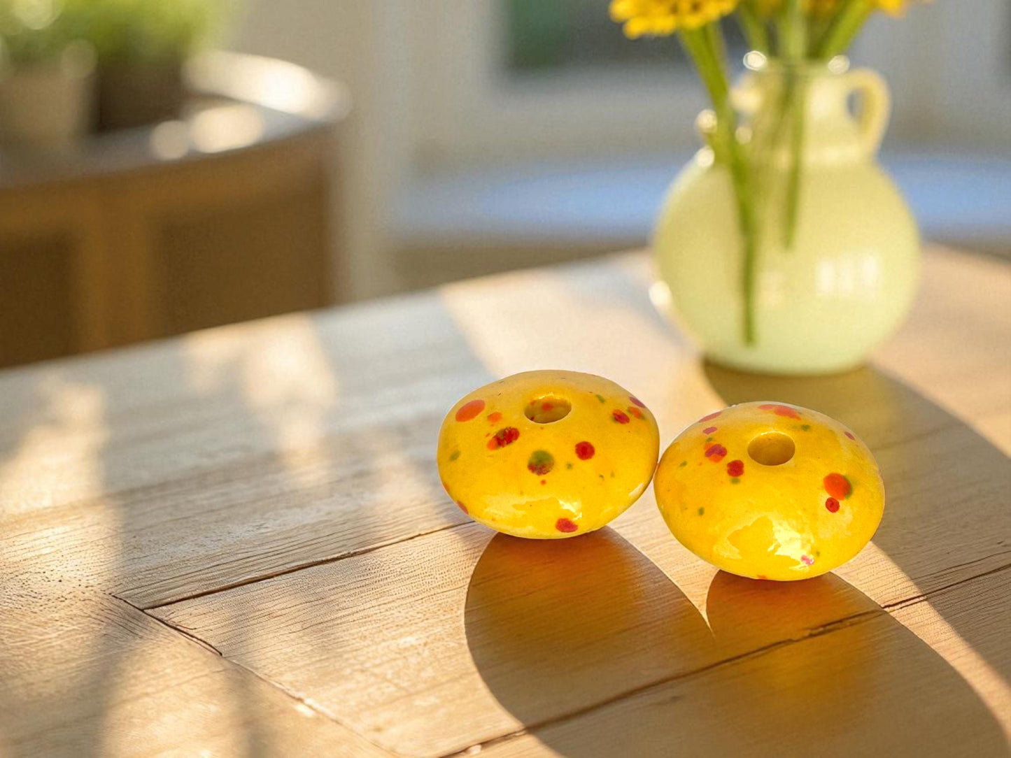 Yellow Ceramic Candle Holder for 5 mm Taper Candles