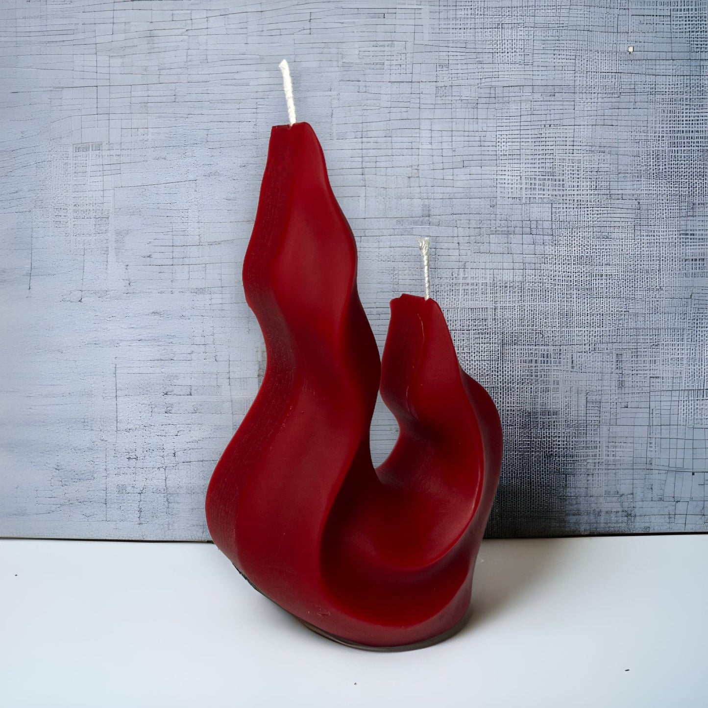 Flame-Shaped Red Beeswax Candle – 4.5"