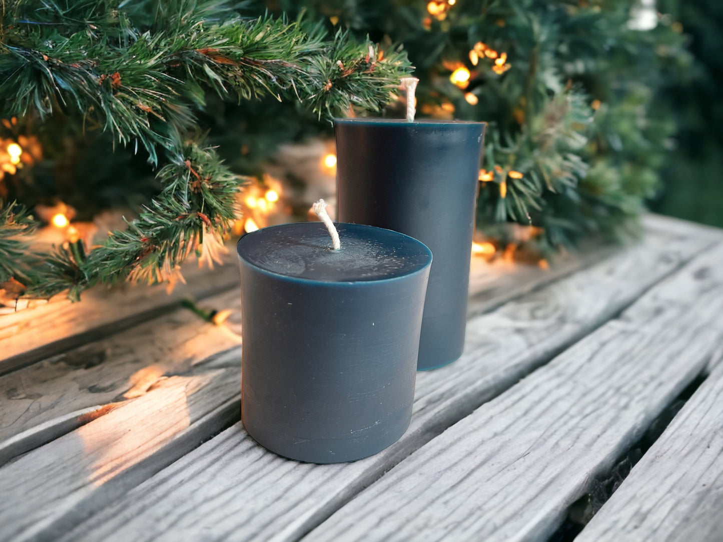 Blue Beeswax Pillar Candles – 100% Pure Beeswax, 3" Diameter