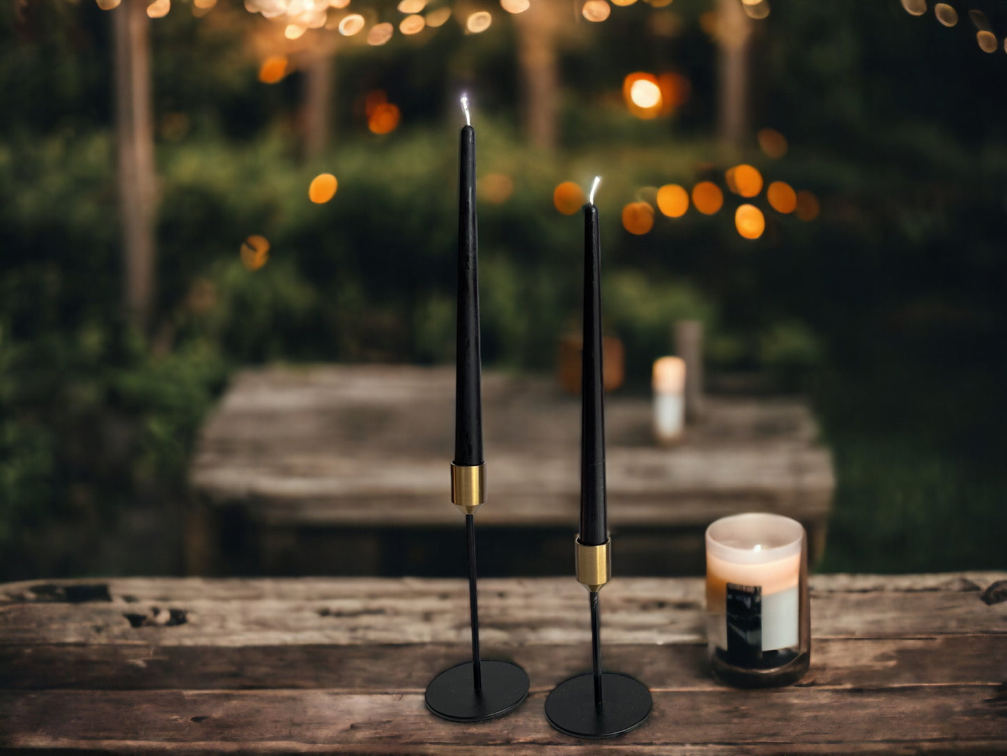 Set of 6 Black Beeswax Dinner Candles – 10" Tapers