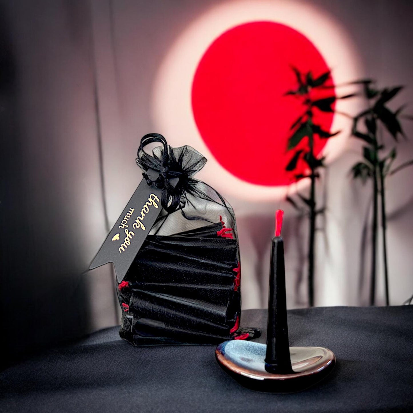 Samurai – Set of 31 Black Beeswax Ritual Candles with Red Wick