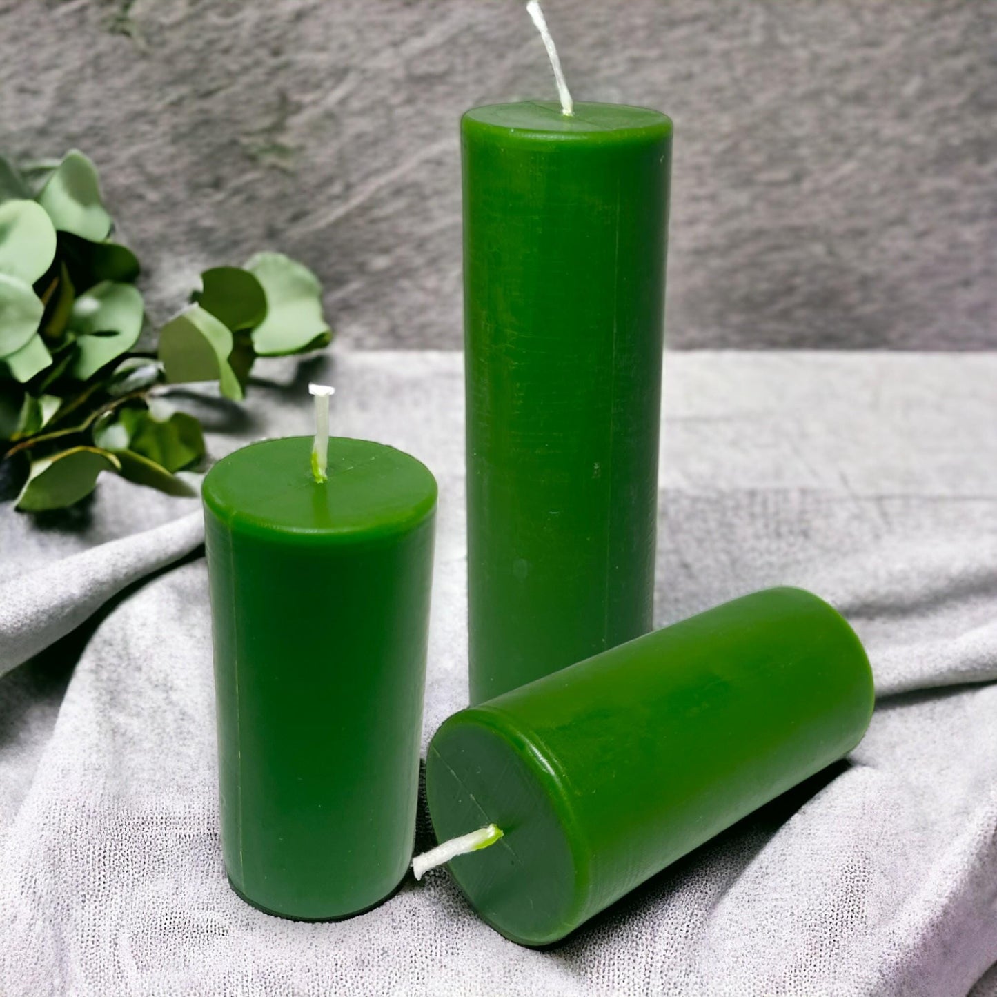Green Sunset Glow Beeswax Pillar Candles – Long-Burning, Available in Two Sizes