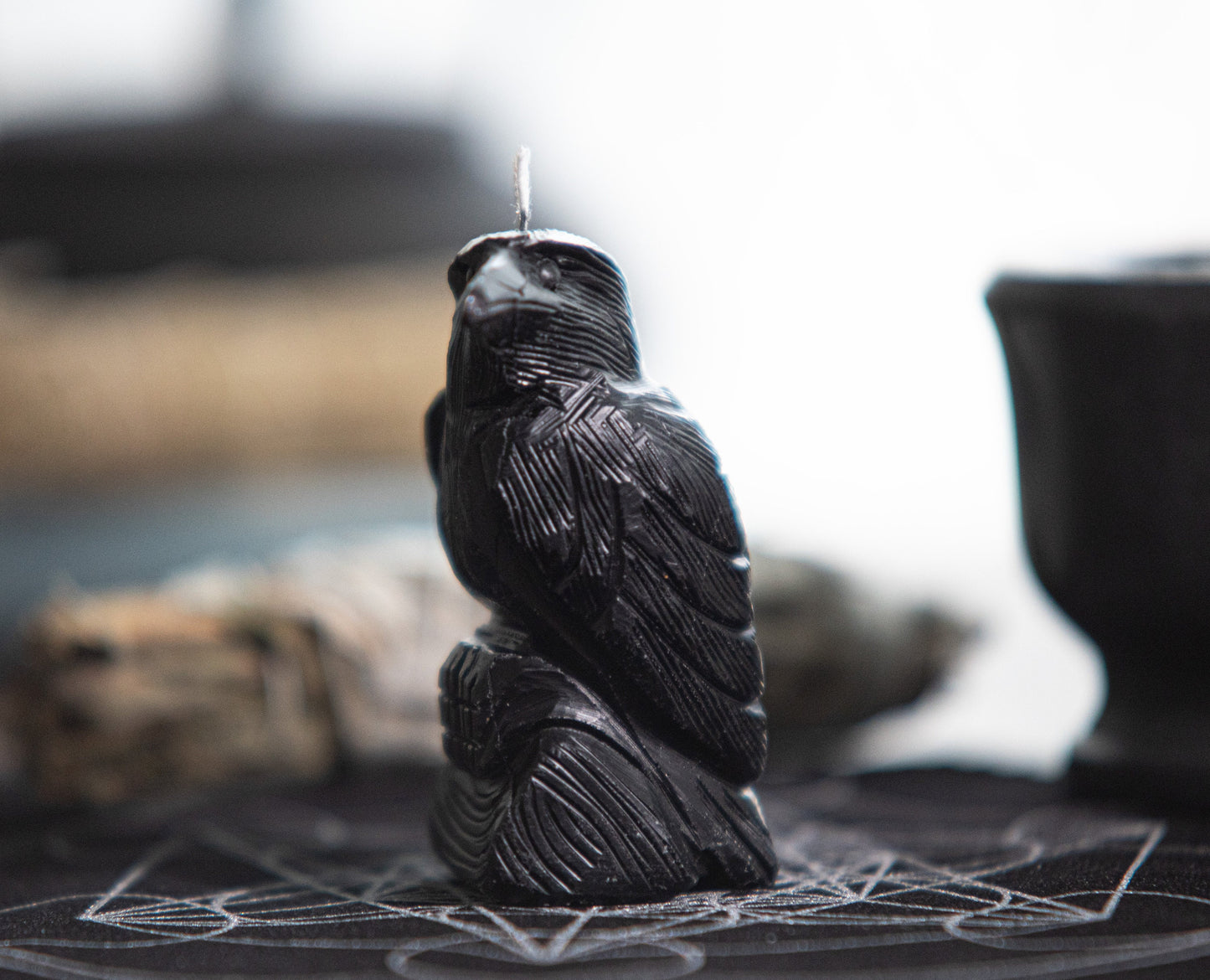 Raven Candle Totem Spirit Magic Candle Wicca witchcraft Alter 100% beeswax